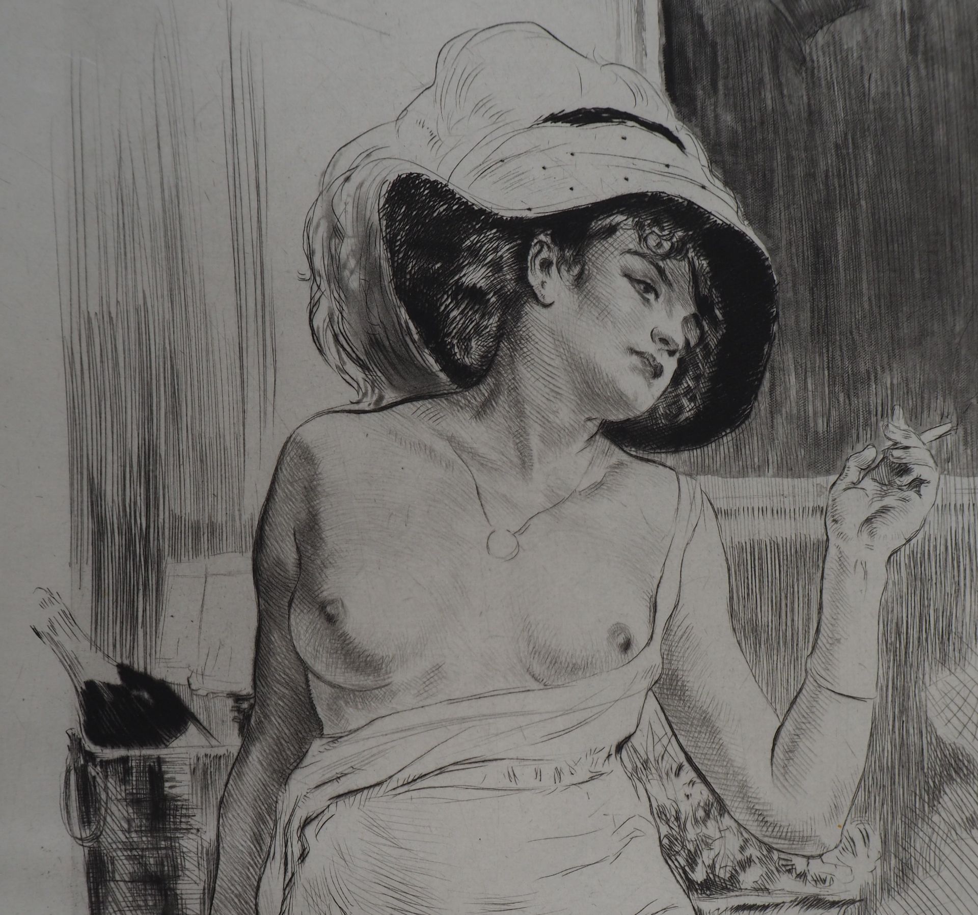 Alméry LOBEL-RICHE Femme à la fenêtre Original engraving Signed in [...] - Bild 5 aus 7