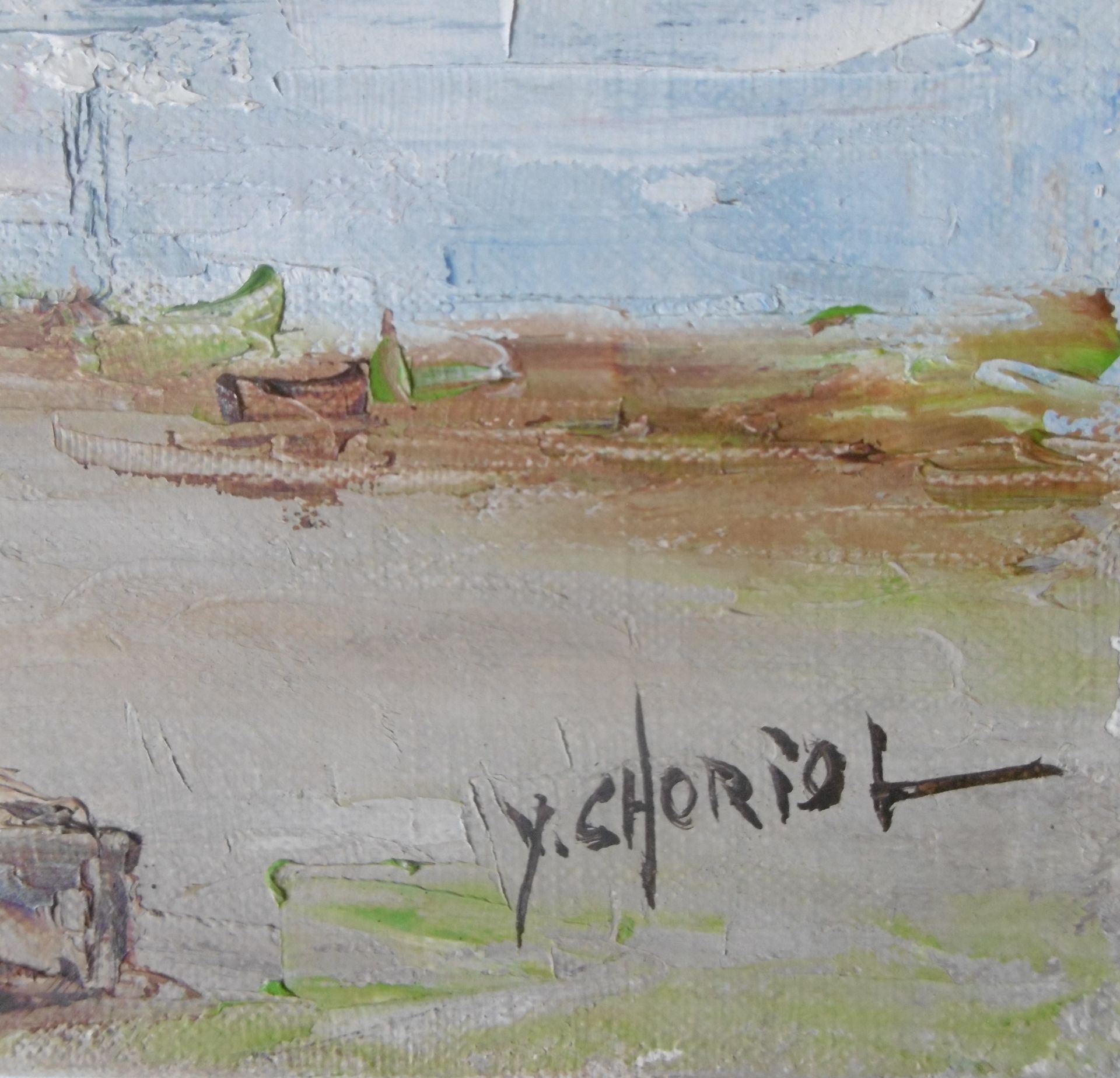 Y Choriol Hameau de Saint-Cado, 1980 Huile sur toile signée Dimensions 33.5 cm x 55 [...] - Bild 3 aus 5