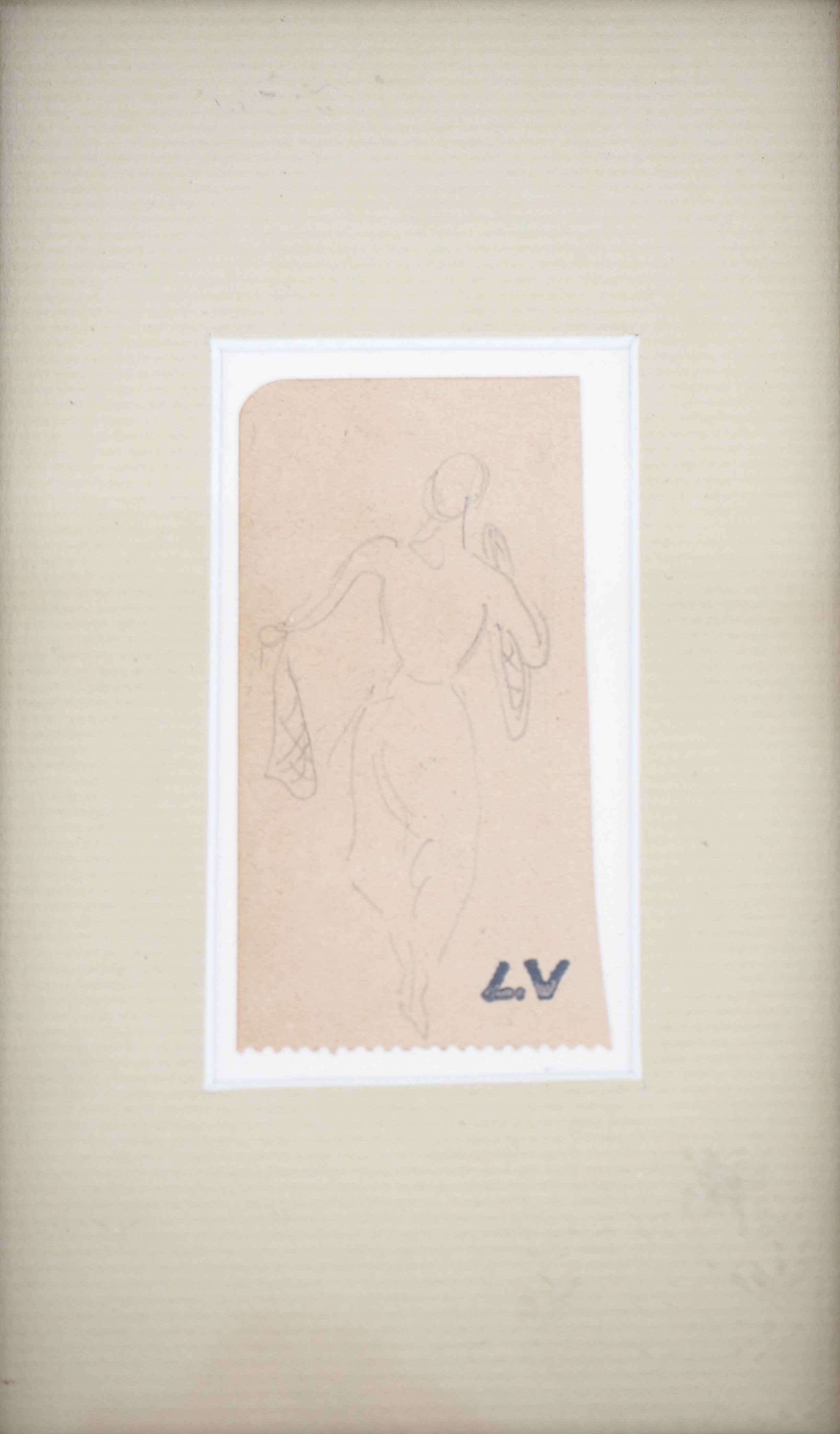 Louis VALTAT Women's silhouette Original drawing in pencil Signed with the L.V [...] - Image 2 of 3