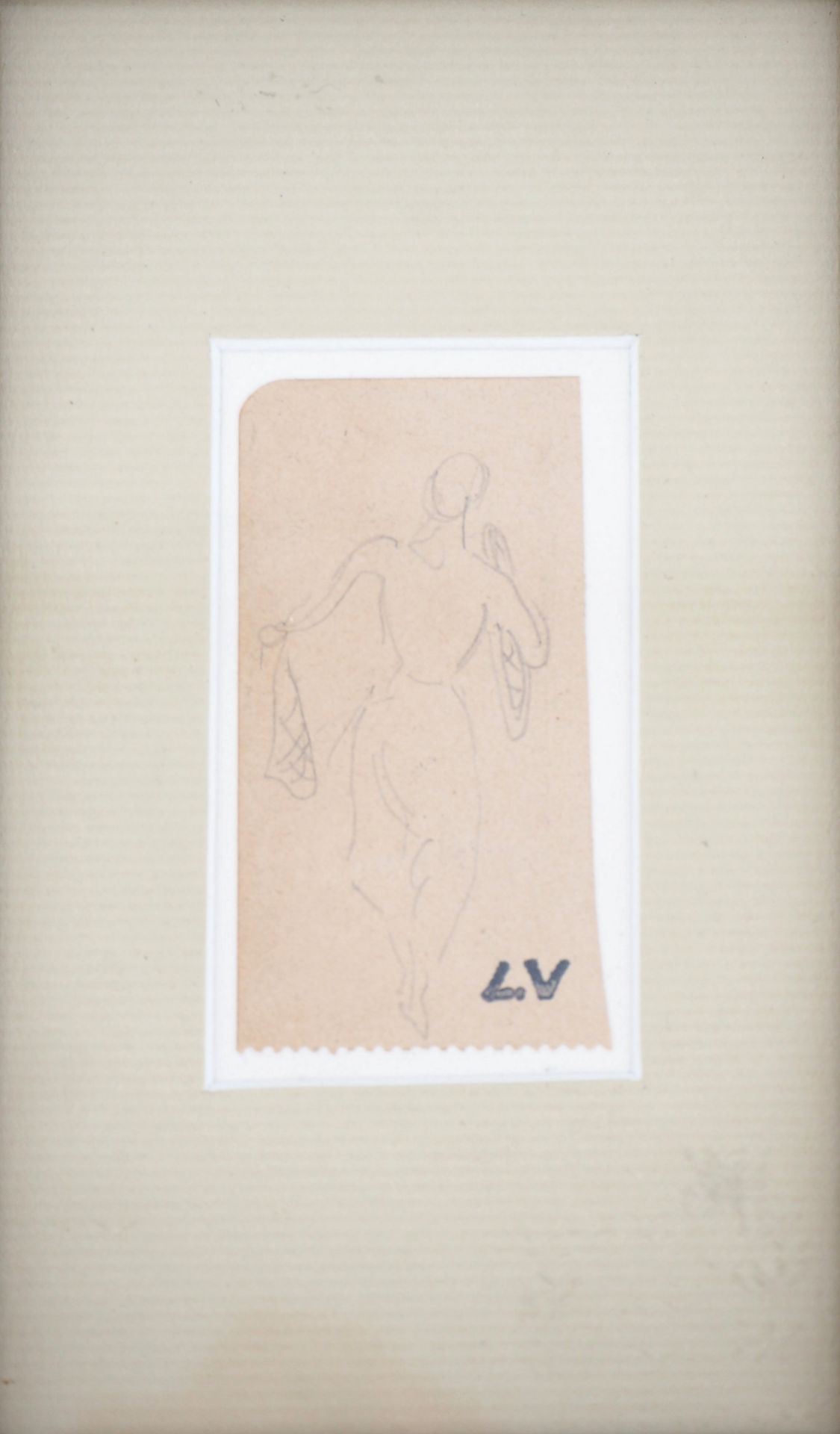 Louis VALTAT Women's silhouette Original drawing in pencil Signed with the L.V [...] - Bild 2 aus 3