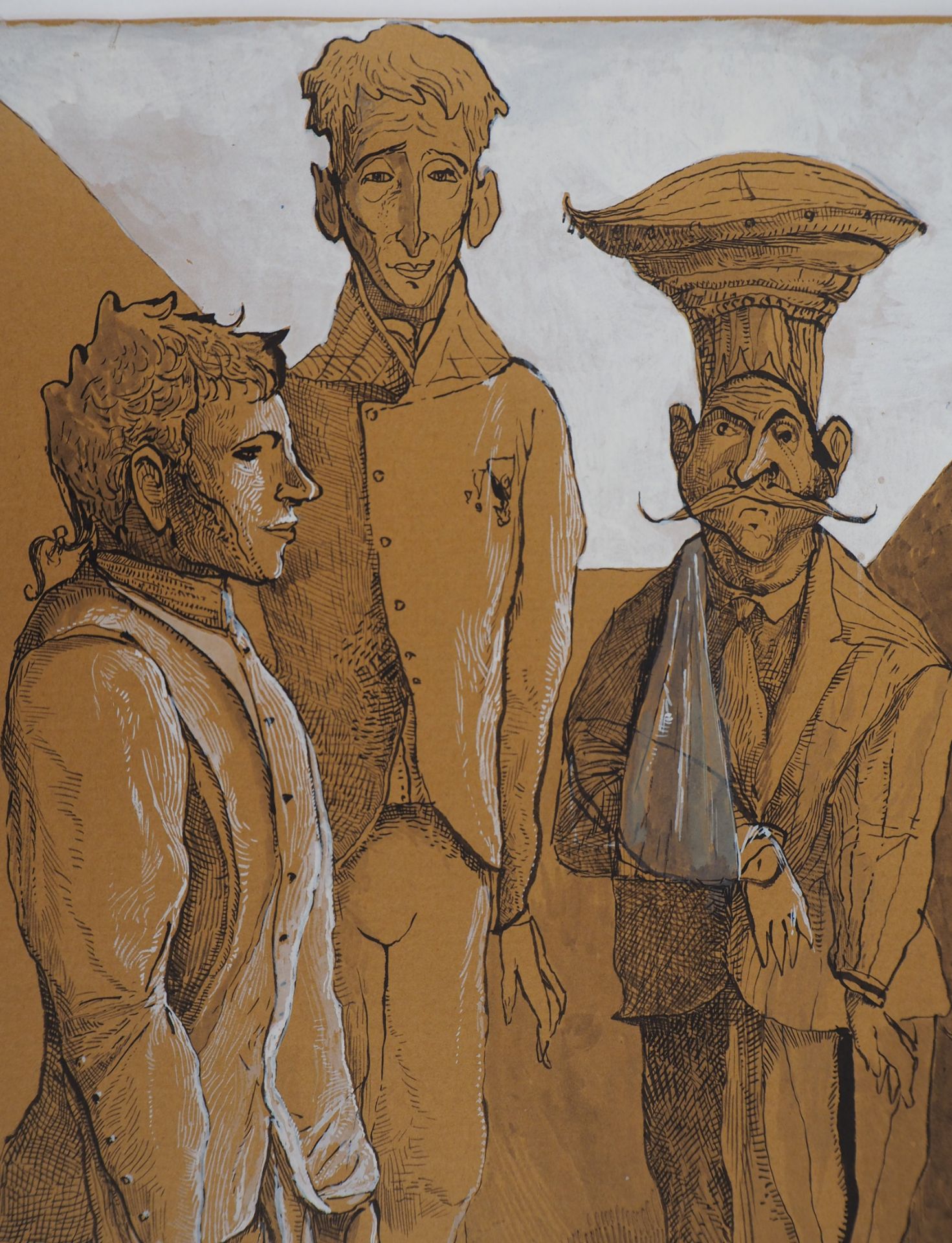 Erik DESMAZIERES (1948 -) Four men Ink drawing in Indian ink and enhanced with [...] - Bild 3 aus 7