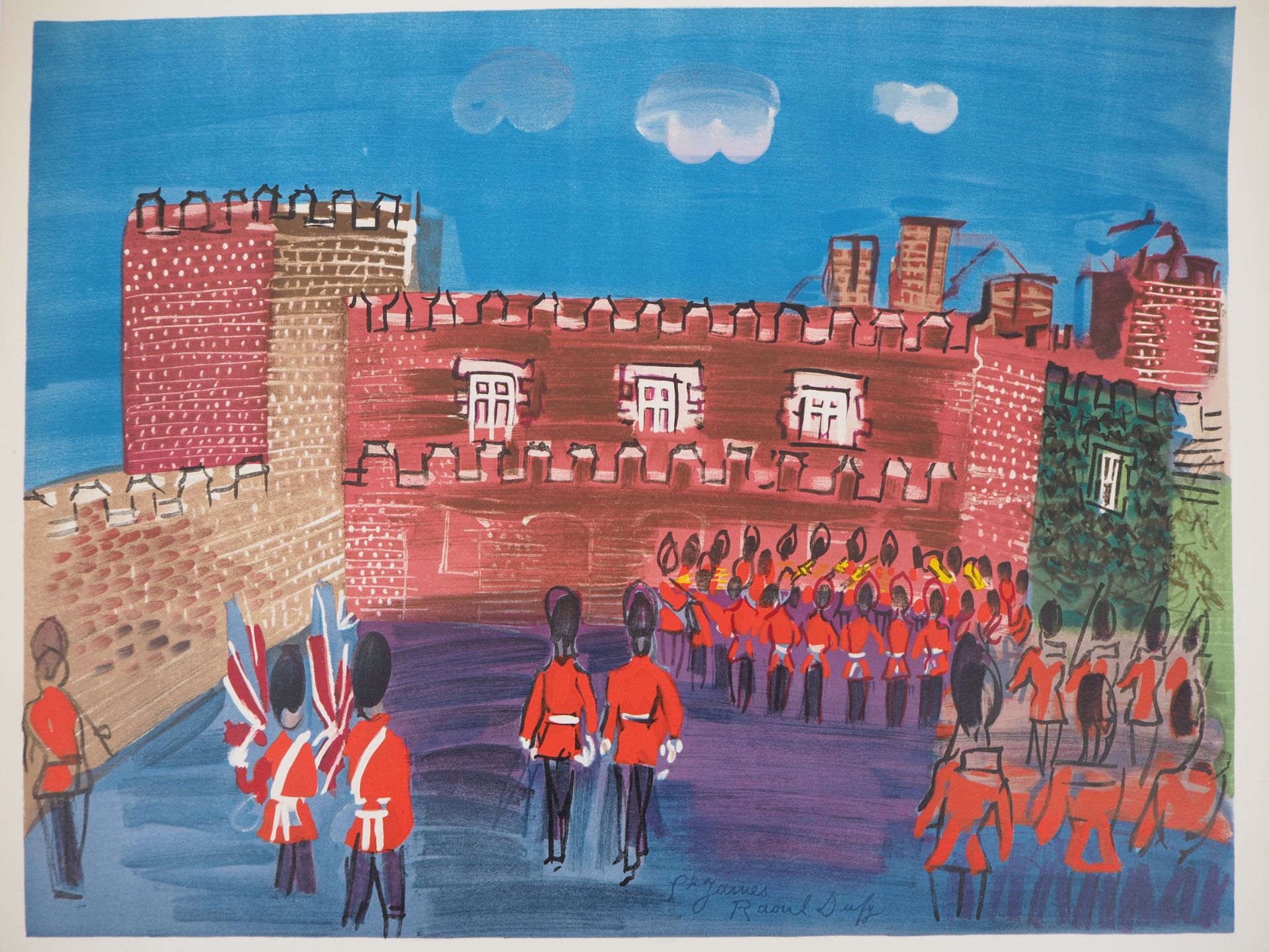 Raoul DUFY St James, english soldiers Original lithograph on vellum paper Signed [...] - Bild 2 aus 6