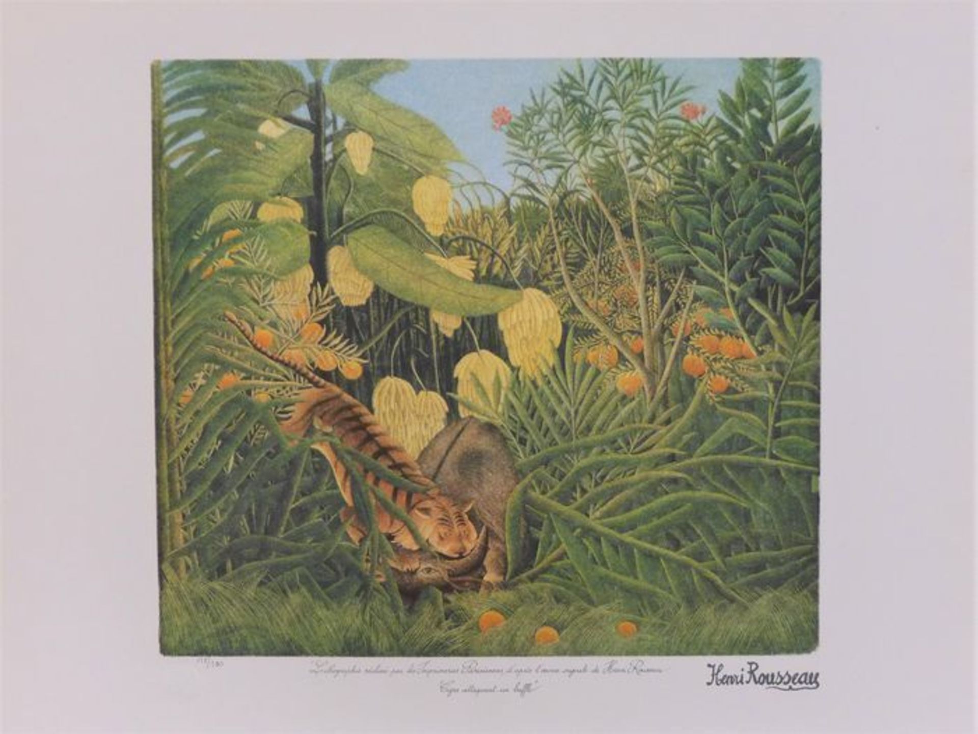 Henri Rousseau (after) Tigre attaquant un buffle Lithograph made by the Imprimeries [...]