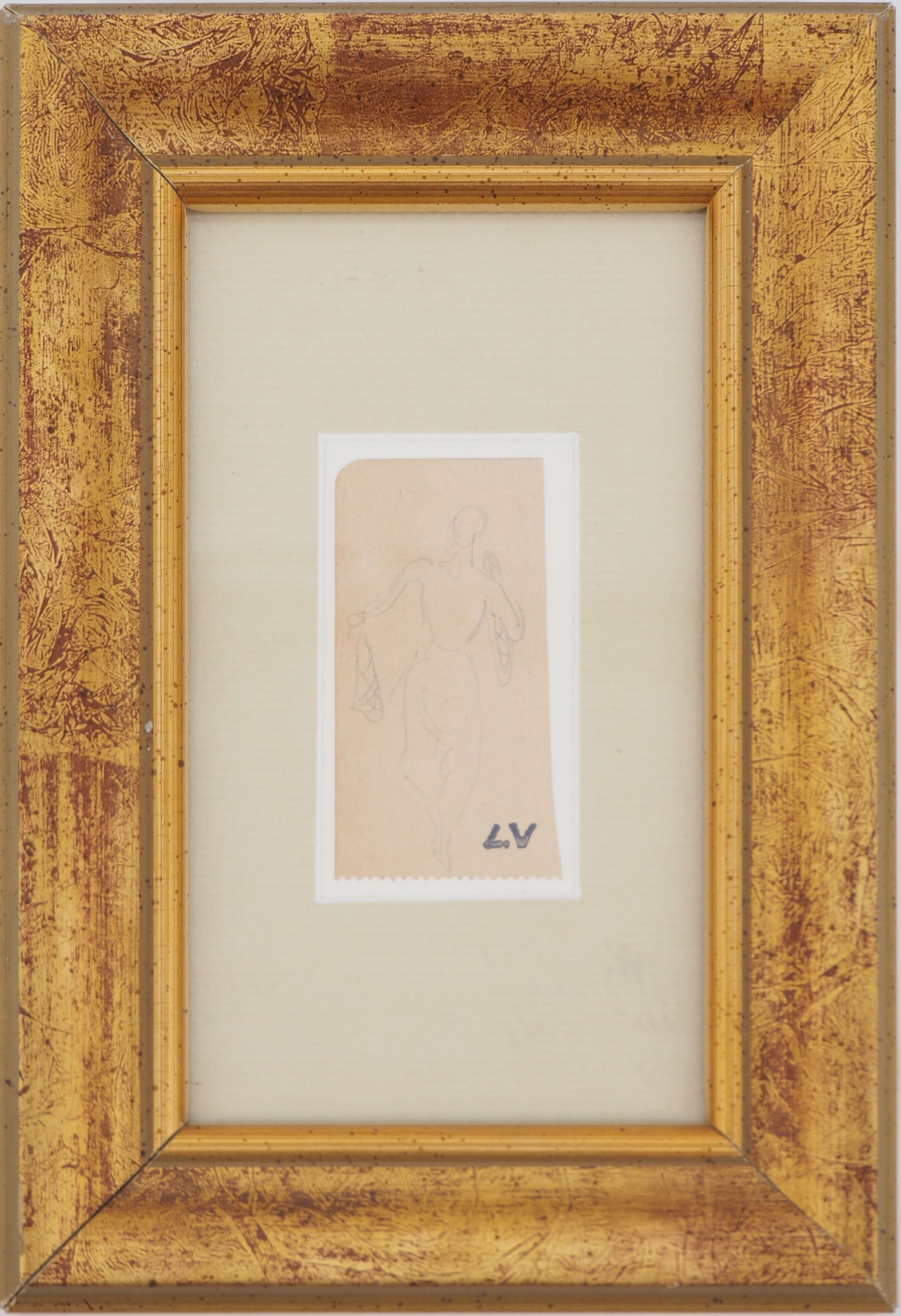 Louis VALTAT Women's silhouette Original drawing in pencil Signed with the L.V [...] - Image 3 of 3