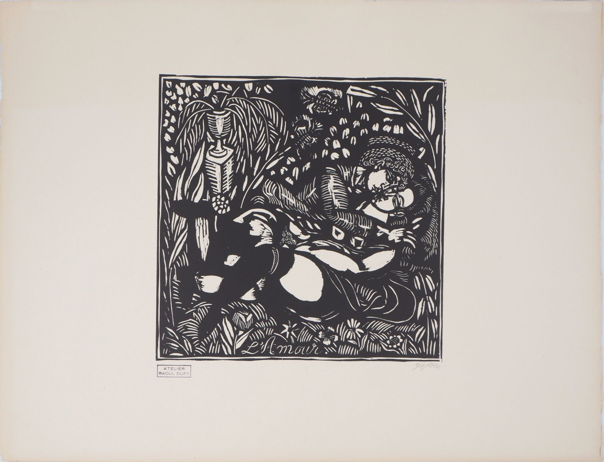 Raoul DUFY Love, c. 1912 Original wood engraving on Vellum Signed with the Raoul [...] - Bild 2 aus 6