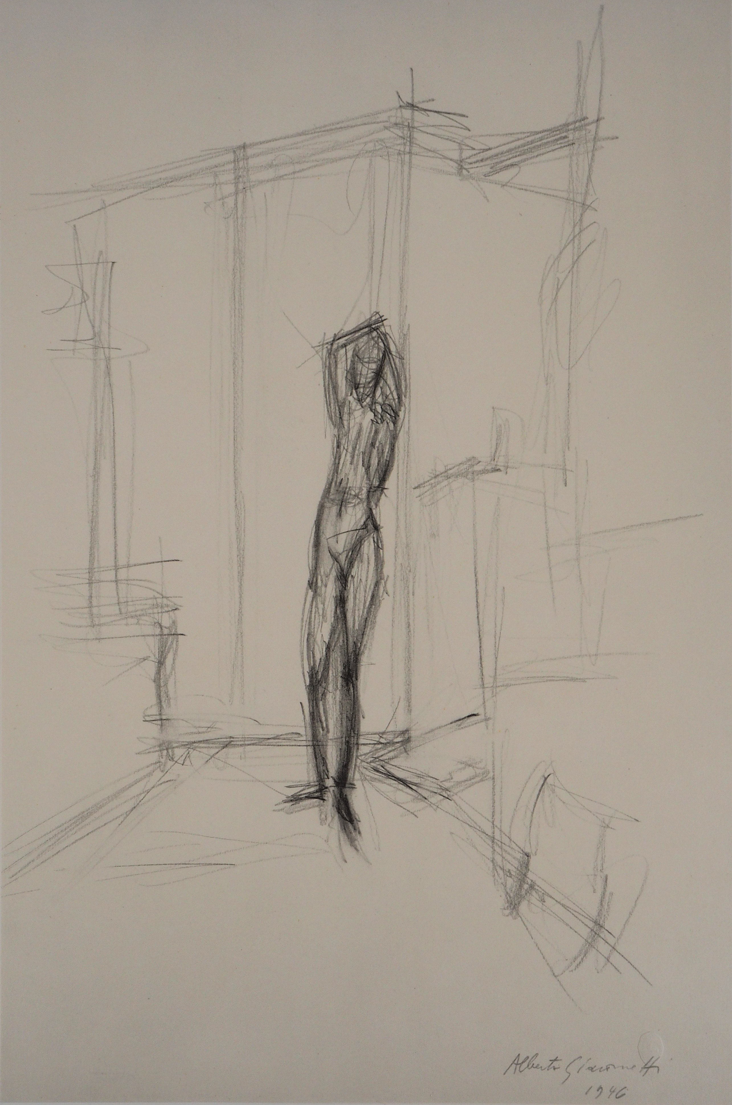 Alberto Giacometti (1901-1966) (after) Stading nude Lithograph after the 1946 [...]