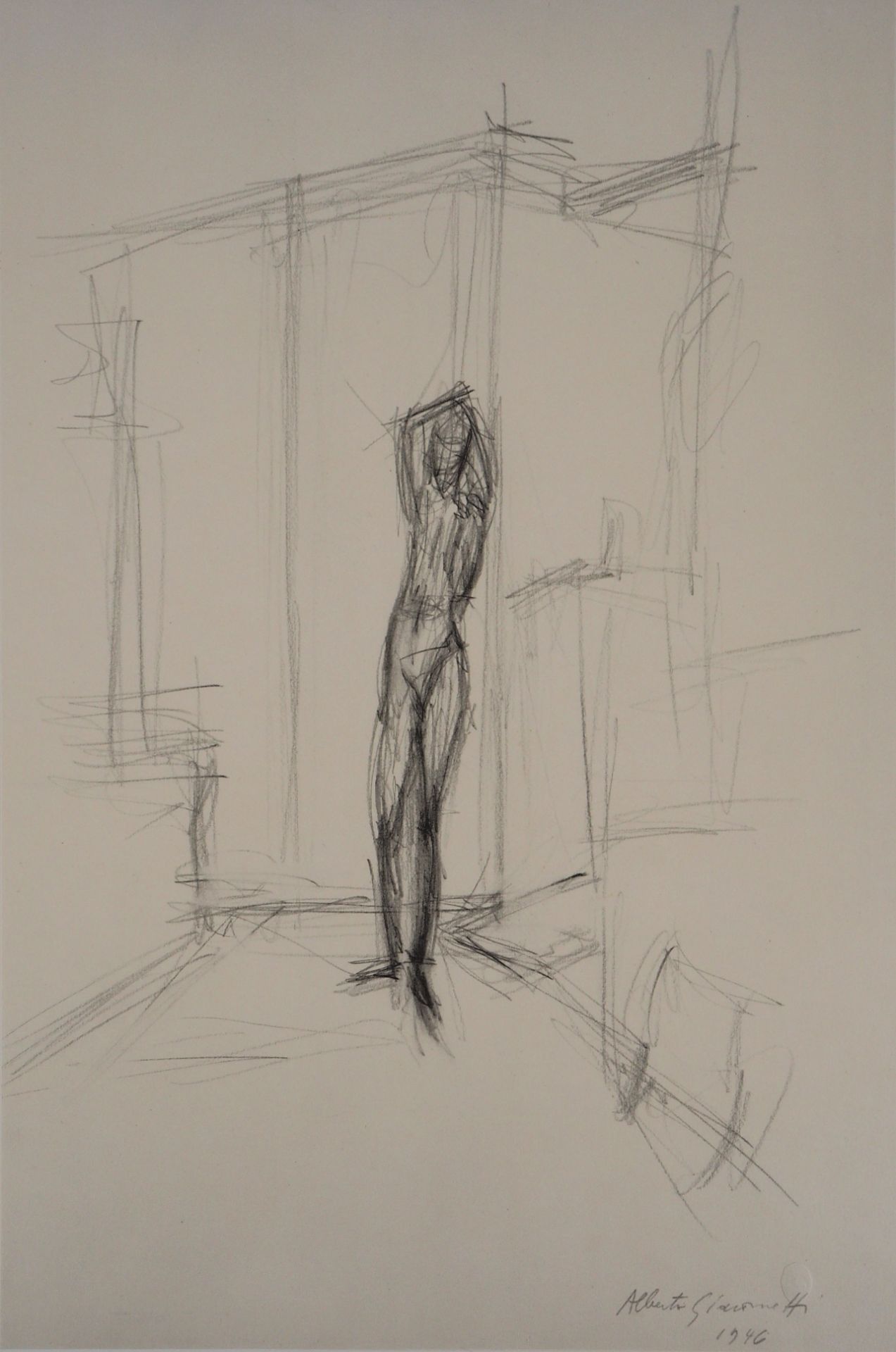 Alberto Giacometti (1901-1966) (after) Stading nude Lithograph after the 1946 [...]