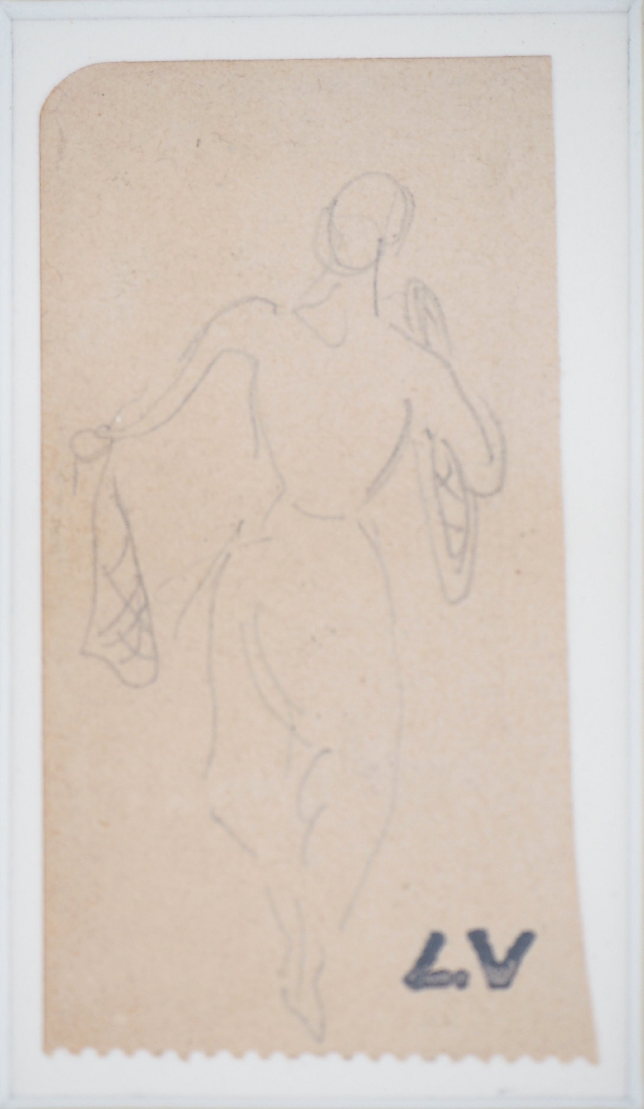 Louis VALTAT Women's silhouette Original drawing in pencil Signed with the L.V [...]