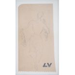 Louis VALTAT Women's silhouette Original drawing in pencil Signed with the L.V [...]