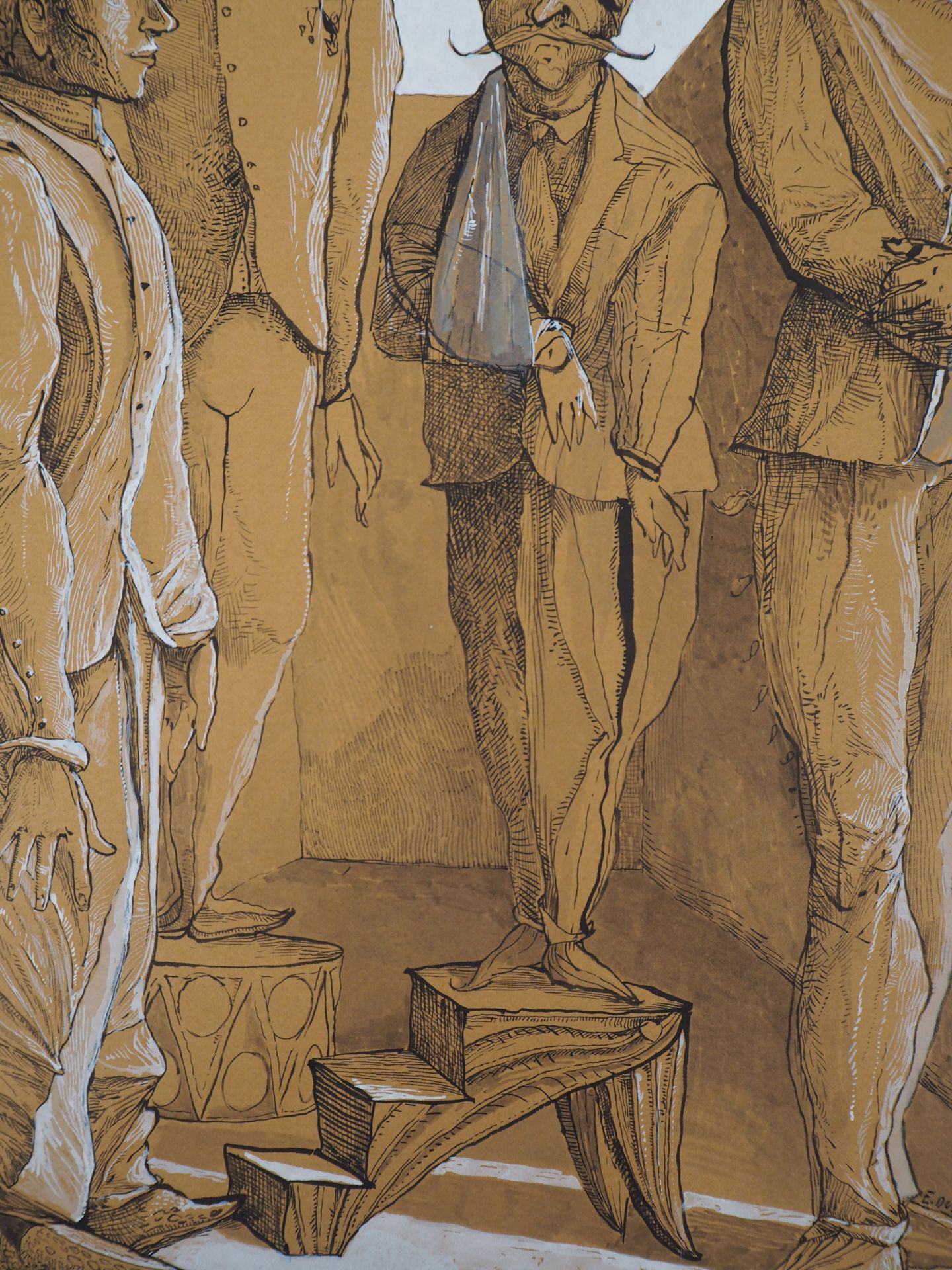 Erik DESMAZIERES (1948 -) Four men Ink drawing in Indian ink and enhanced with [...] - Bild 4 aus 7