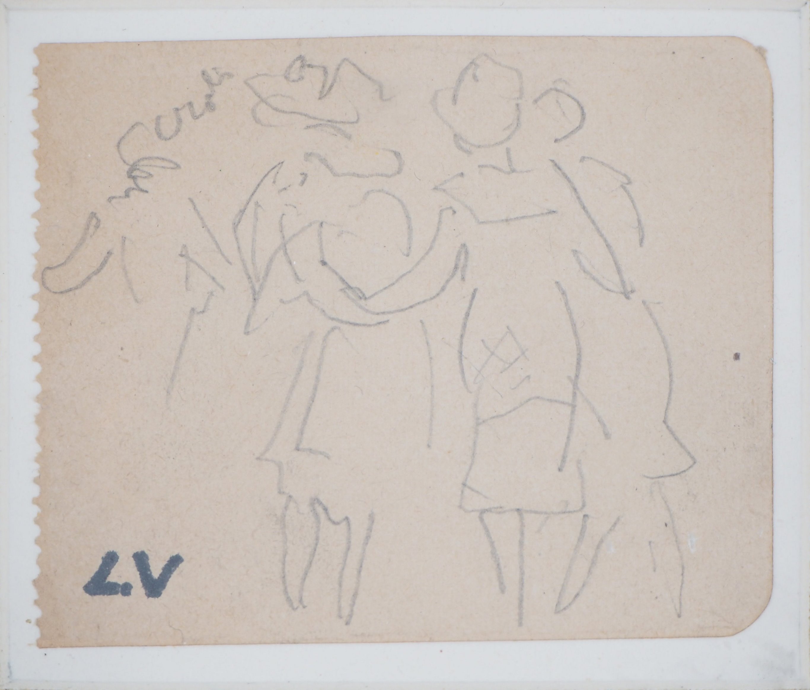 Louis VALTAT At the party Original drawing in pencil Signed with the L.V monogram [...] - Image 2 of 3