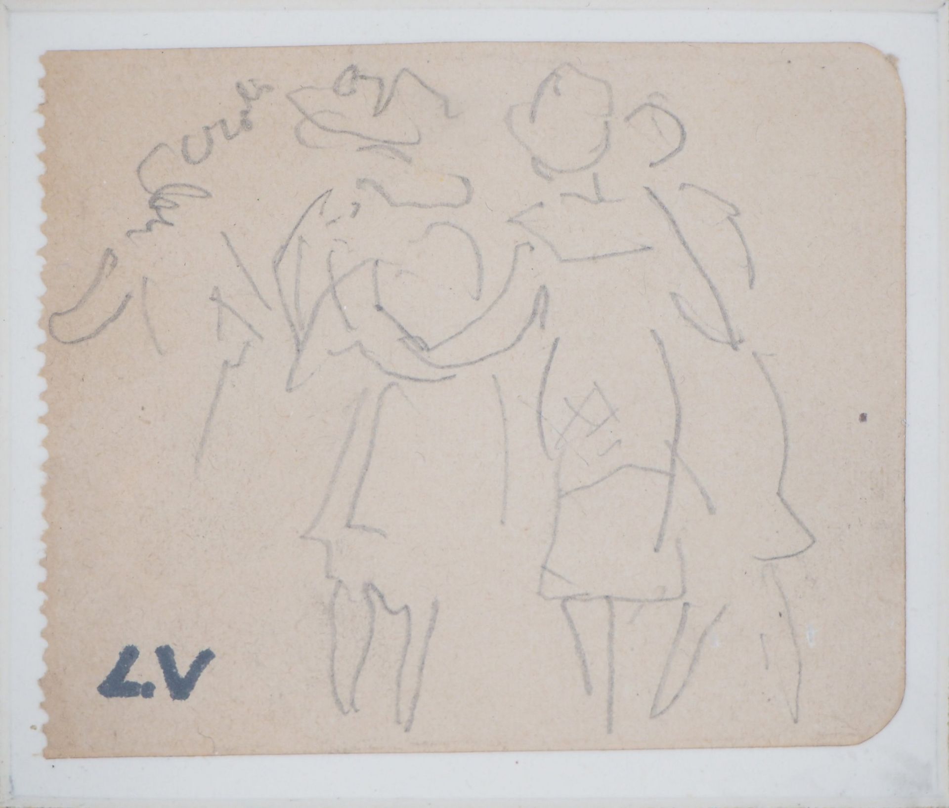 Louis VALTAT At the party Original drawing in pencil Signed with the L.V monogram [...] - Bild 2 aus 3