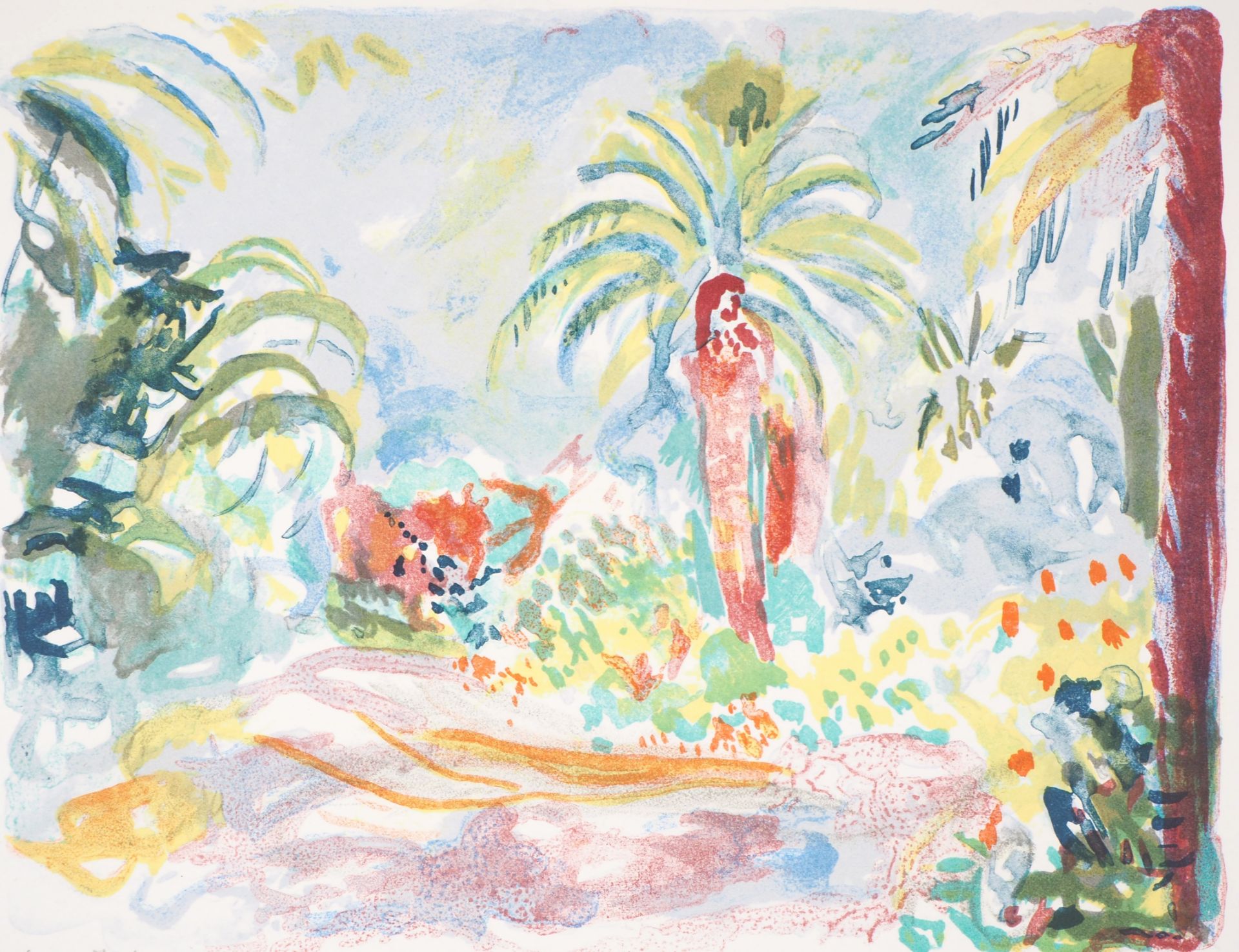 Charles Camoin Paysage méditerranéen Original lithograph on vellum Signed in [...]