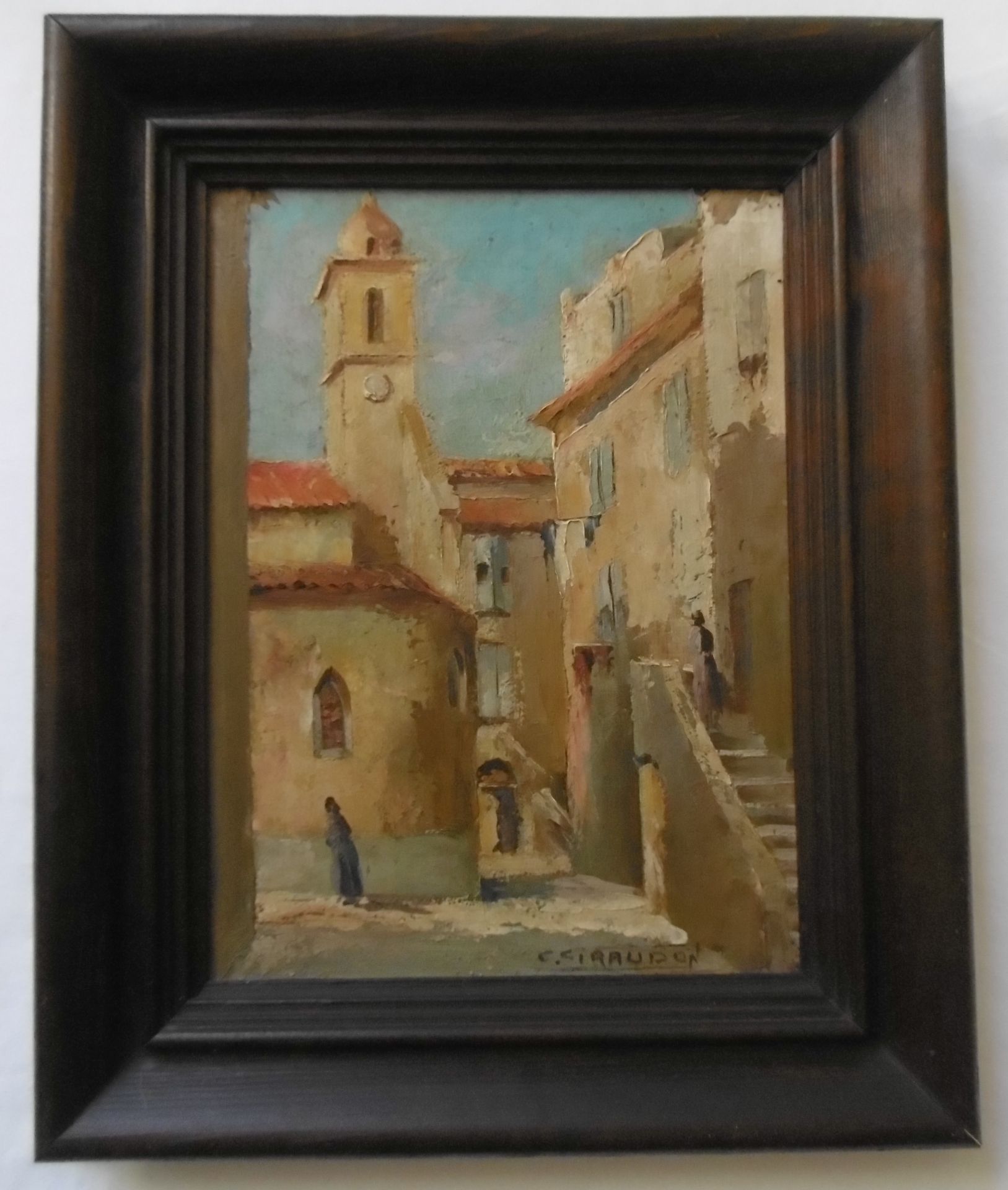 Charles GIRAUDON (20th century) Provencal Village Scene Oil on wood panel Signed [...] - Bild 2 aus 4