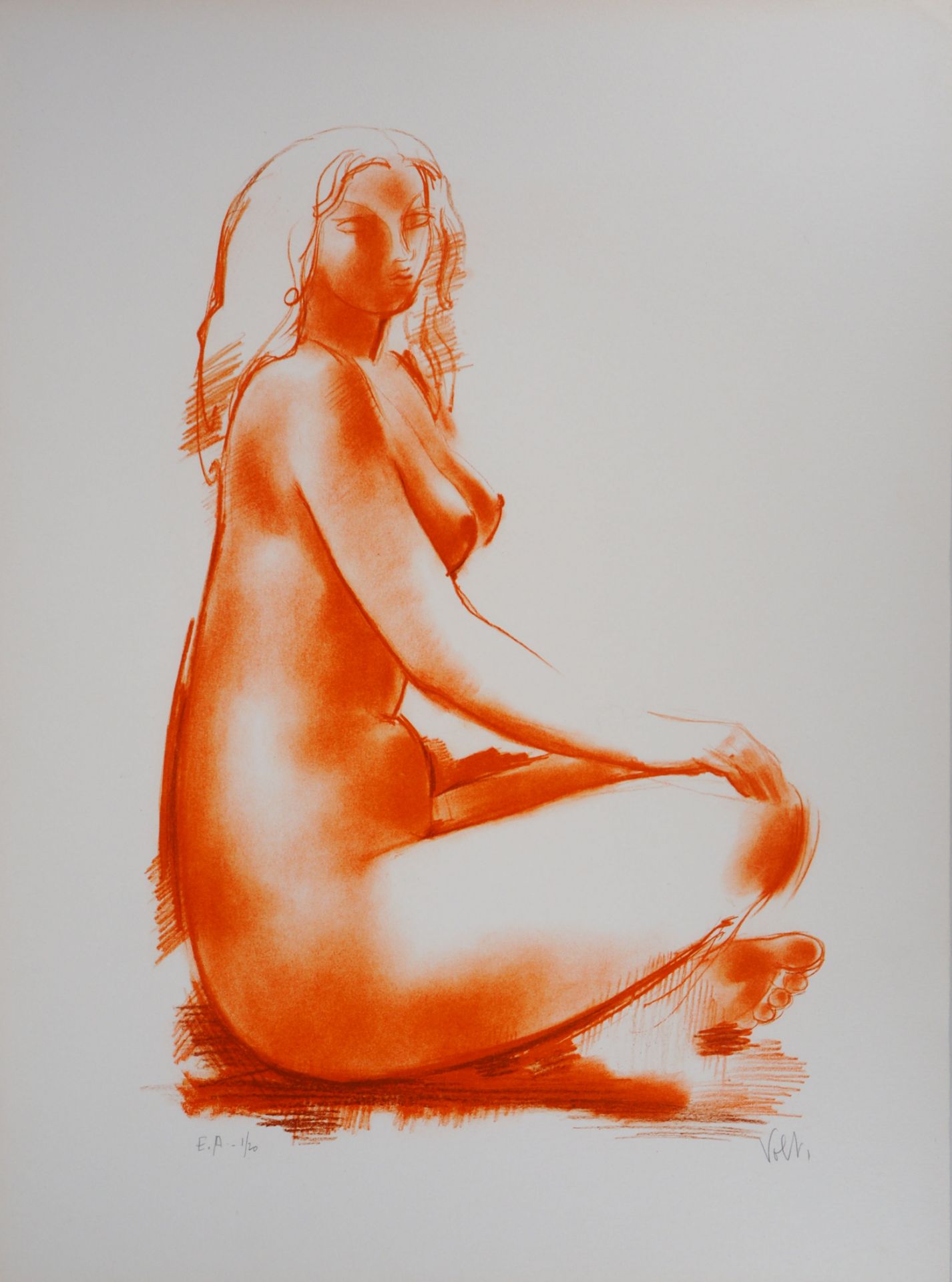 Antoniucci Volti (1915-1989) Nude sitting in profile Original lithograph Signed in [...]