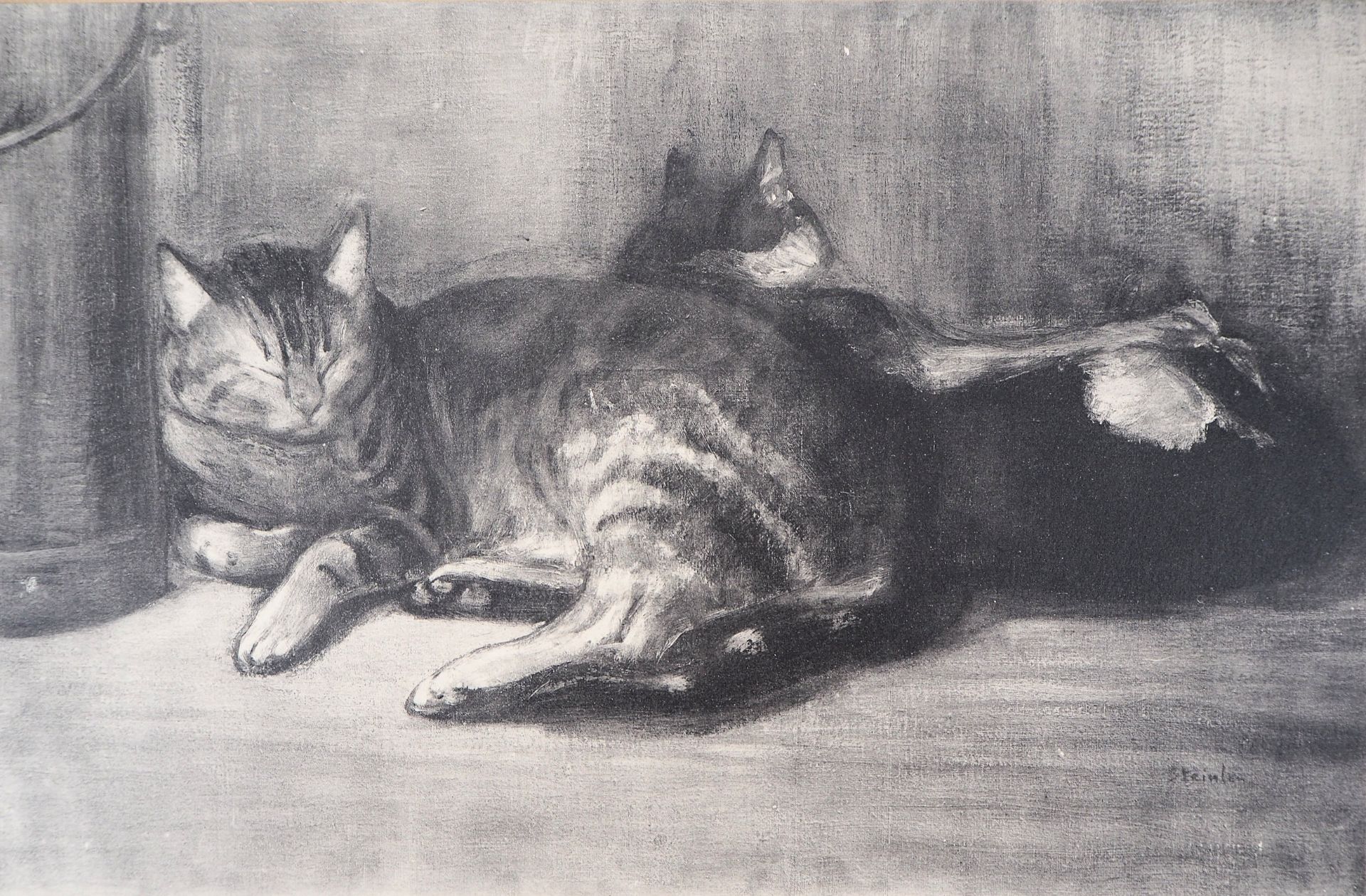 Théophile Alexandre STEINLEN Two cats on a bed, 1933 Lithograph on vellum Signed [...]