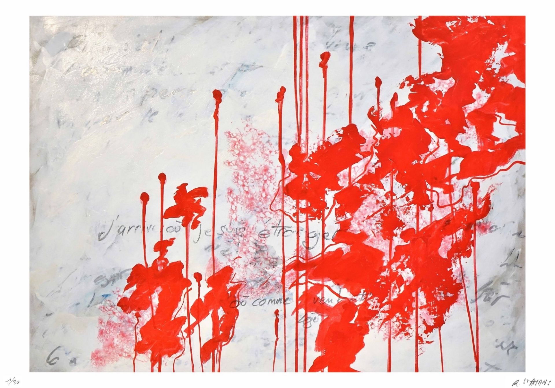 Richard Saint-Amans - Red 3 - 2019 Silkscreen - signed and numbered 1/30 - Fabriano [...]