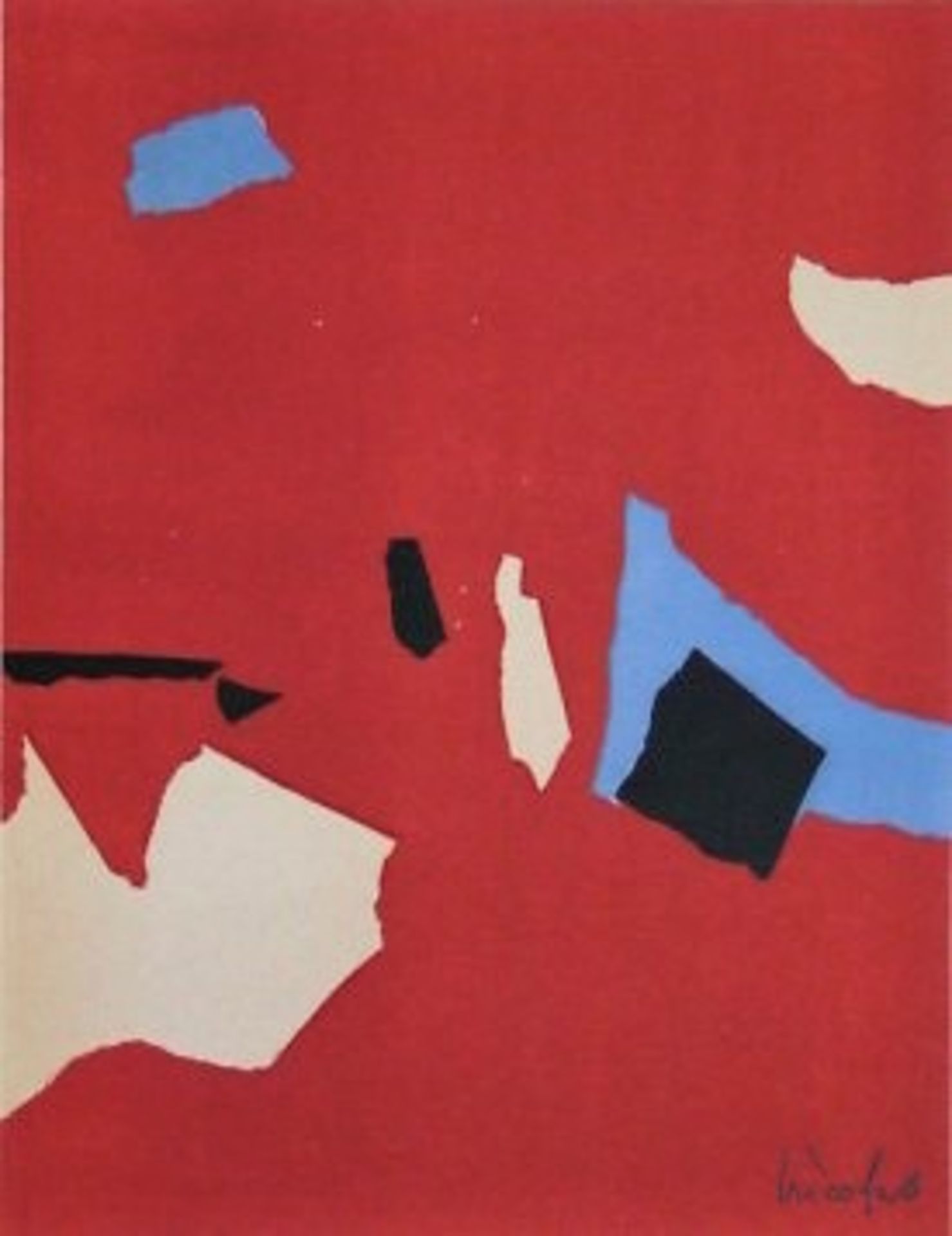 NICOLAS DE STAËL (after) Composition sur fond rouge, 1958 Lithograph in colours on [...]