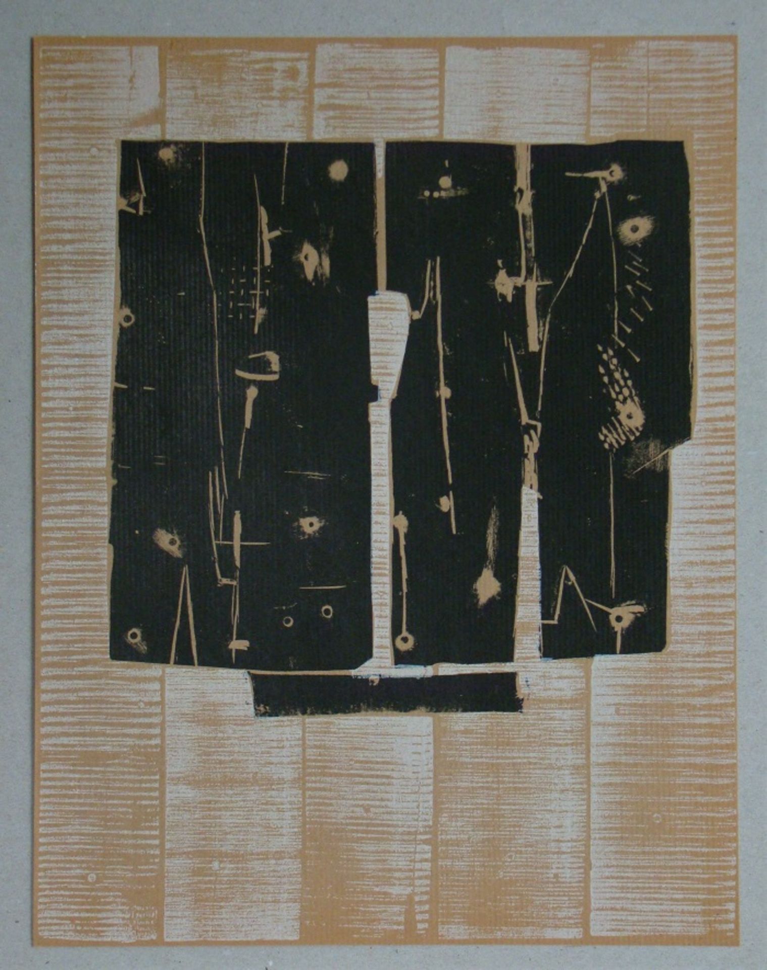 PIETRO CONSAGRA Original wood engraving in 2 colour on thin brown paper. Especially [...] - Bild 2 aus 9