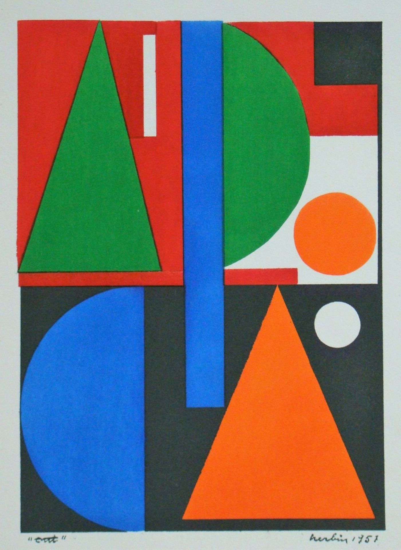 Auguste Herbin Oui, 1951 Edition stencil in 6 colours on vellum paper. Signed, dated [...]