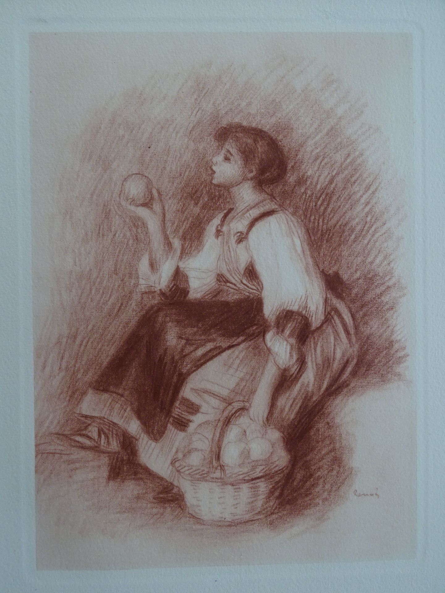 Pierre Auguste Renoir (after) Girl with an apple, 1948 Rotogravure on lana [...] - Bild 3 aus 7