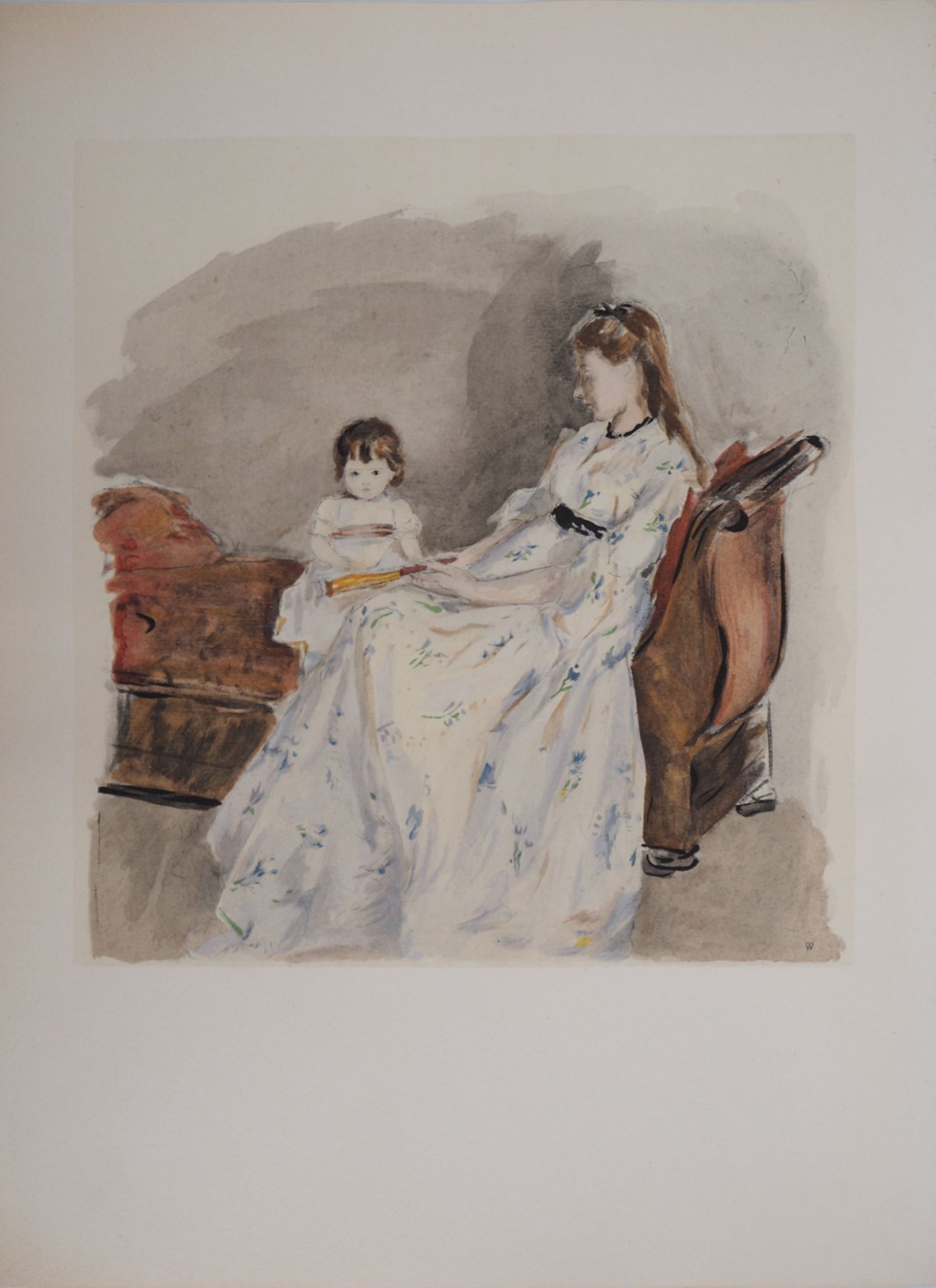Berthe MORISOT (after) Mother and daughter Lithograph enhanced in stencil Signed in [...] - Bild 4 aus 6