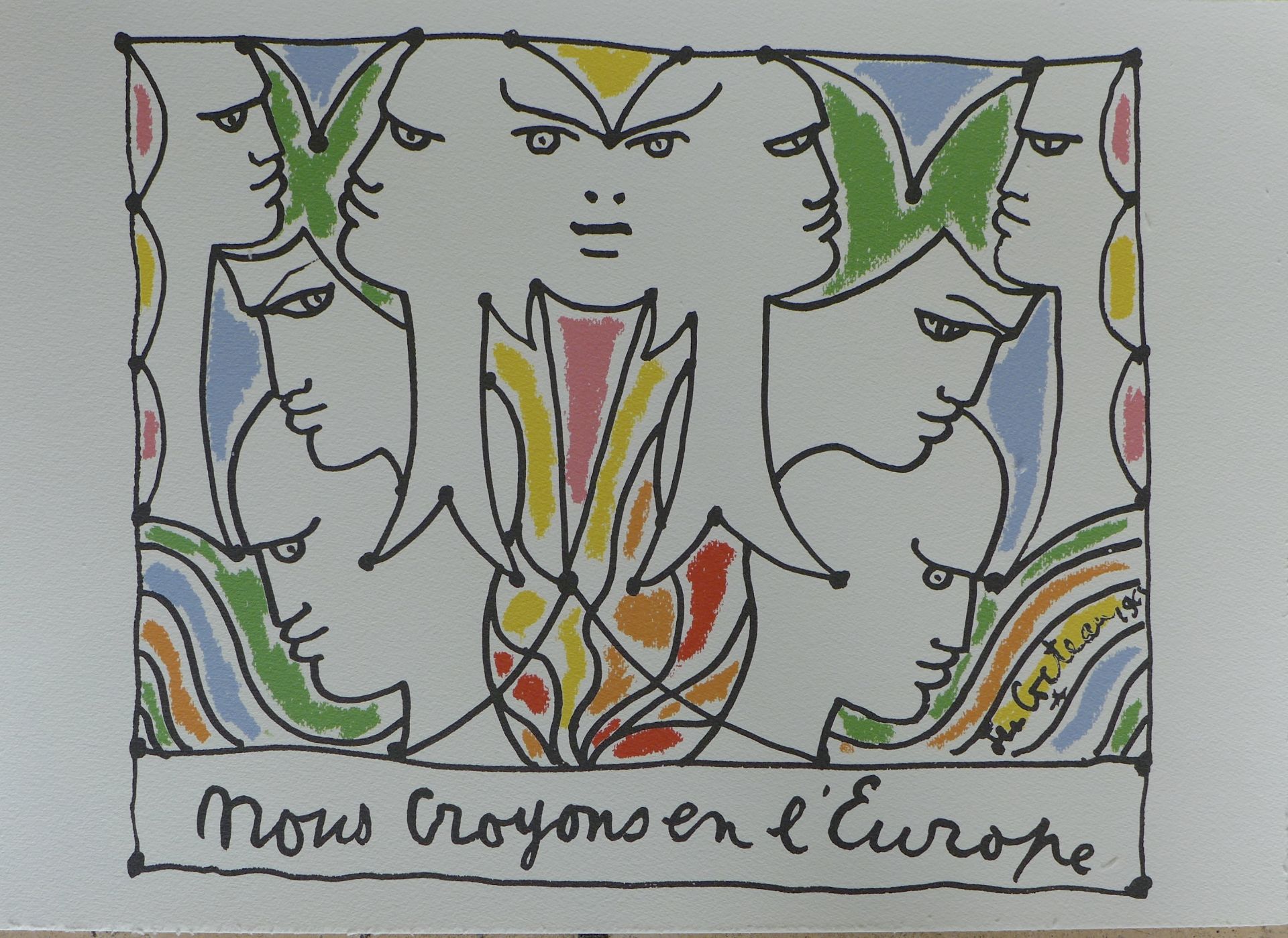 Jean Cocteau Faces of Europe, 1961 Lithograph Dimensions: 46 cm x 33 cm Signed in [...]