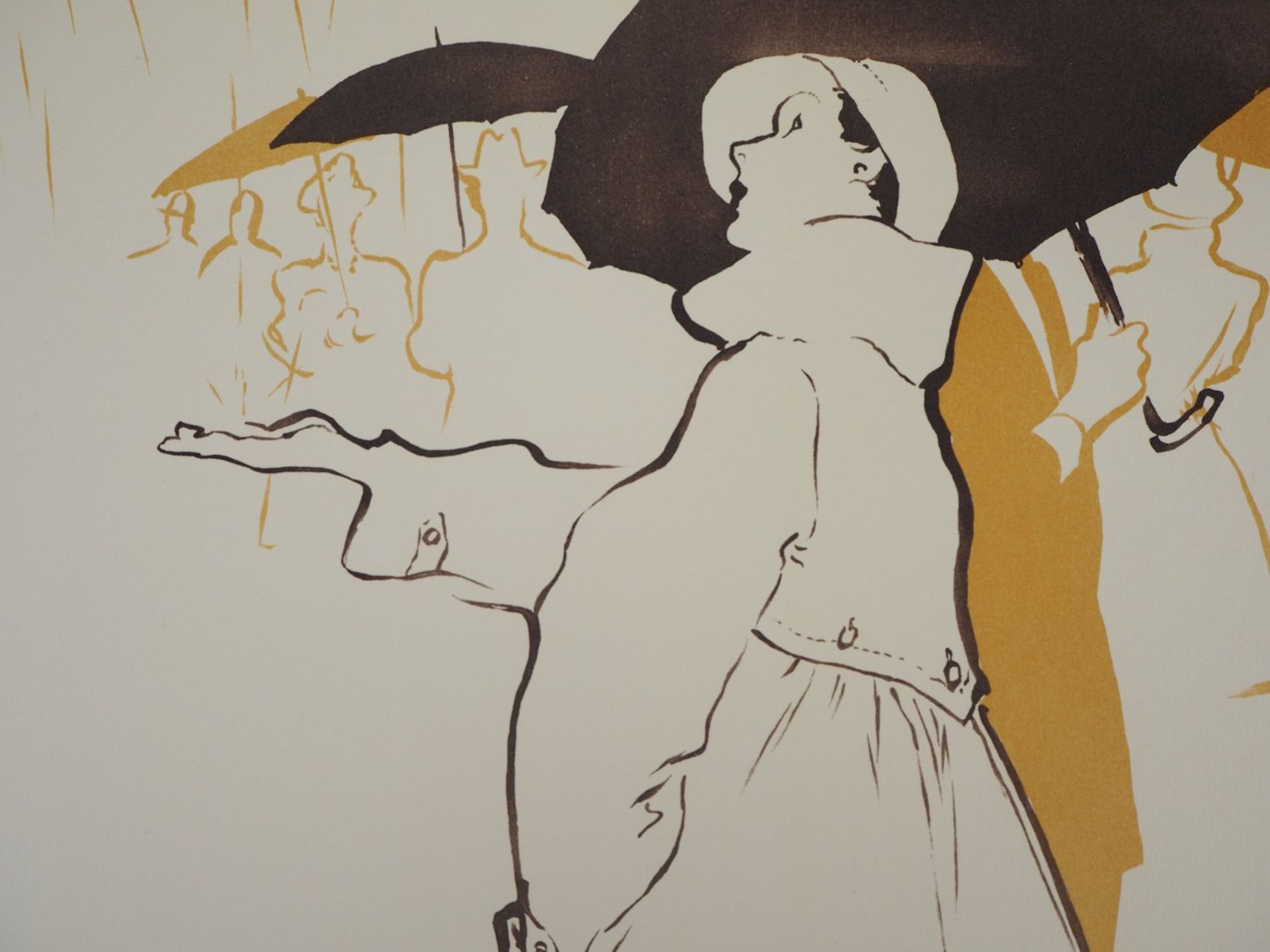 René Gruau Woman with an umbrella: Here comes the rain Original Lithograph Signed [...] - Bild 7 aus 7