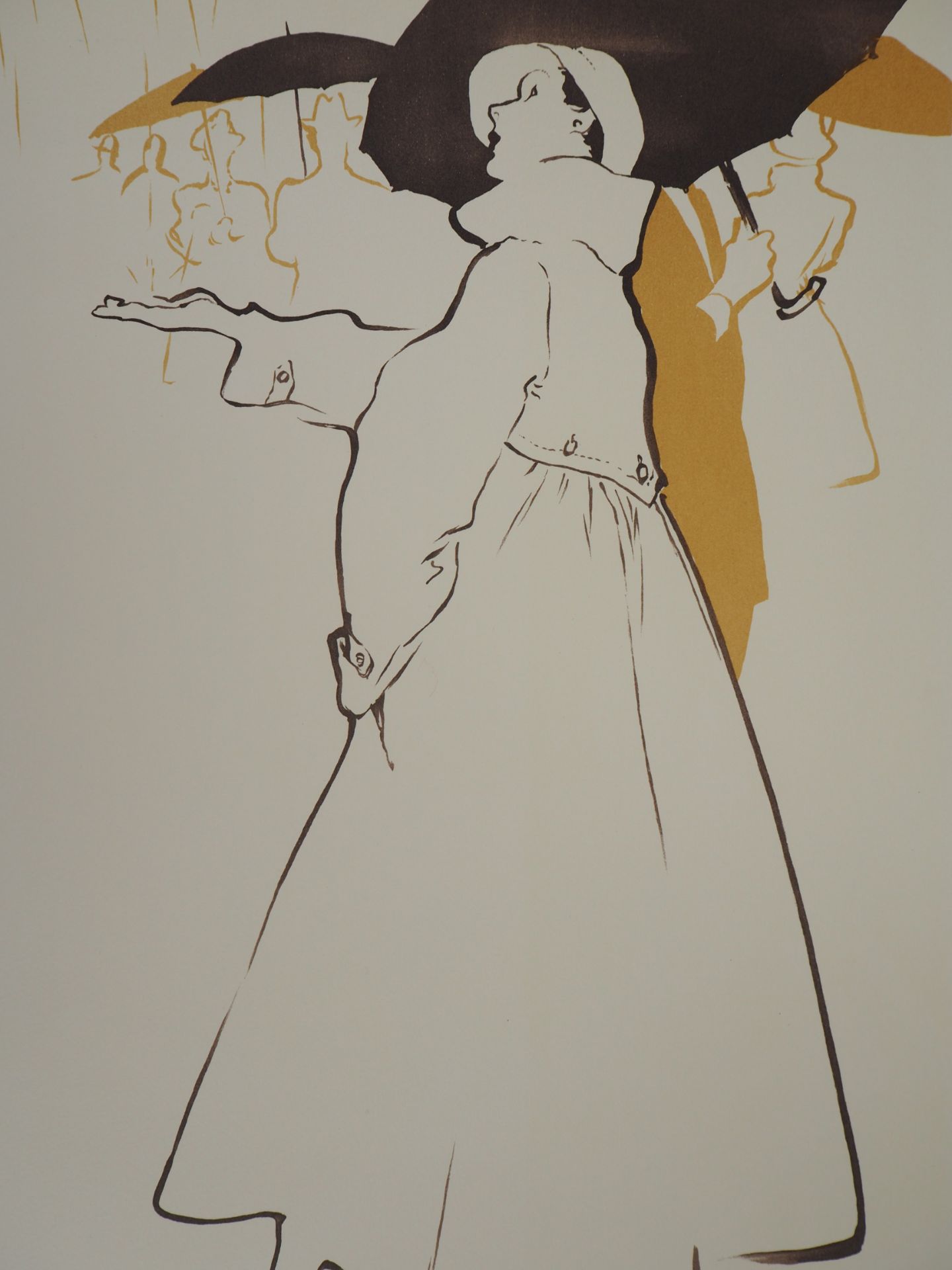 René Gruau Woman with an umbrella: Here comes the rain Original Lithograph Signed [...] - Bild 4 aus 7