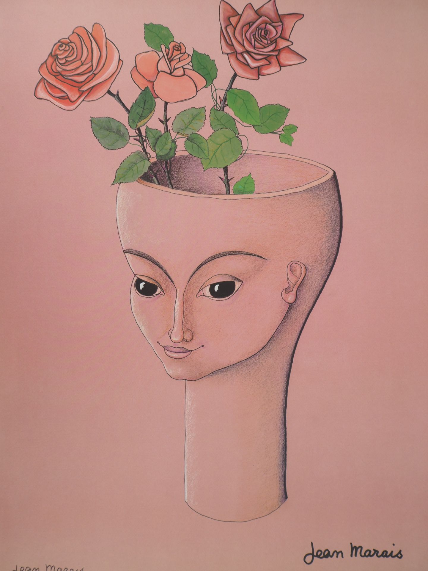 Jean MARAIS (1913 - 1998) The Woman with Roses Offset lithograph (printed tone by [...] - Bild 3 aus 7