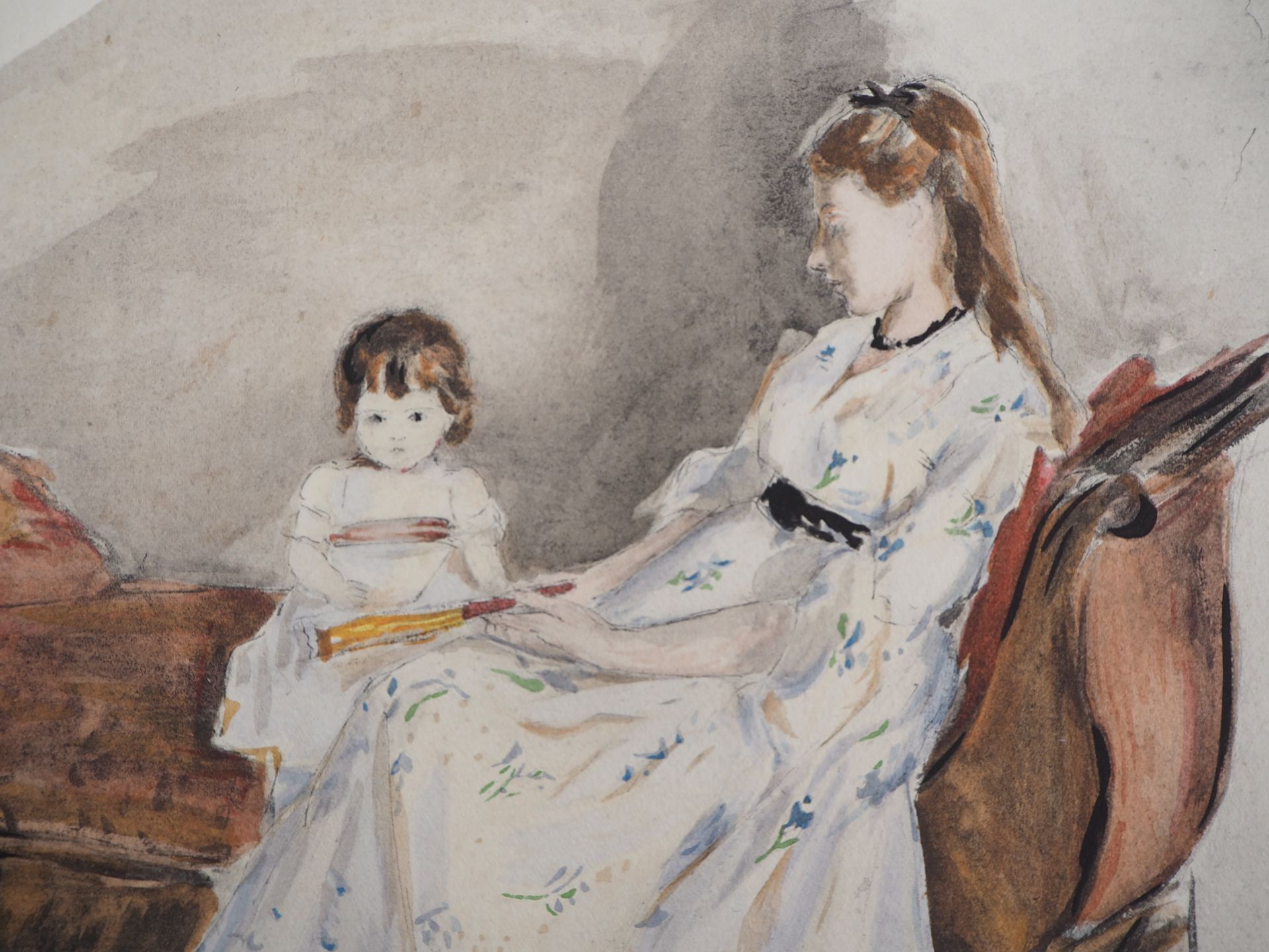 Berthe MORISOT (after) Mother and daughter Lithograph enhanced in stencil Signed in [...] - Bild 5 aus 6