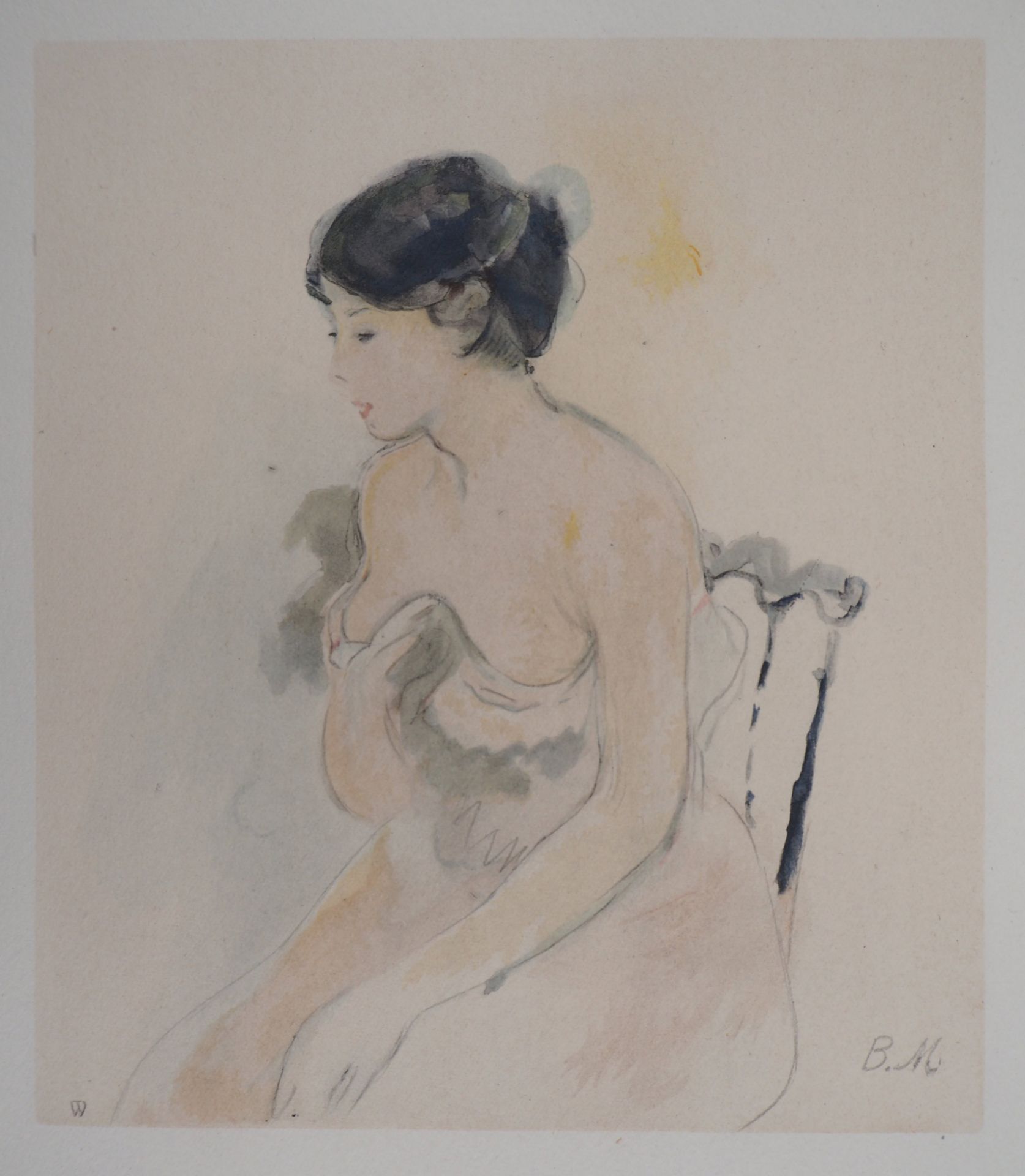 Berthe MORISOT (after) Low-necked young woman Lithograph enhanced with [...]