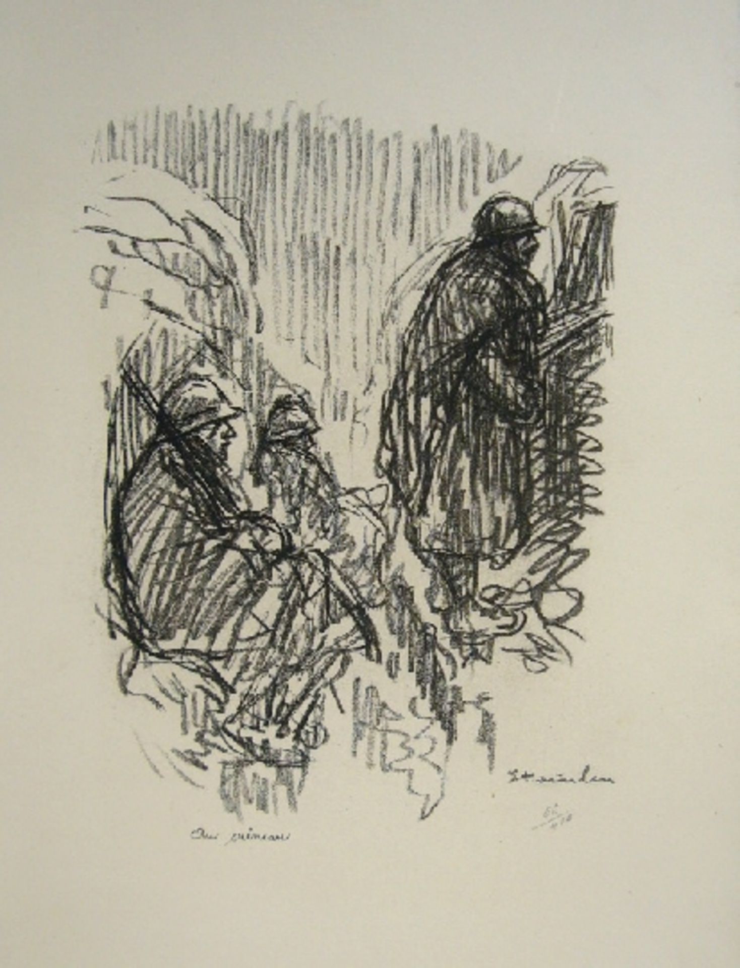 Théophile Alexandre STEINLEN At the post, 1916 Lithograph, signed and numbered in [...]