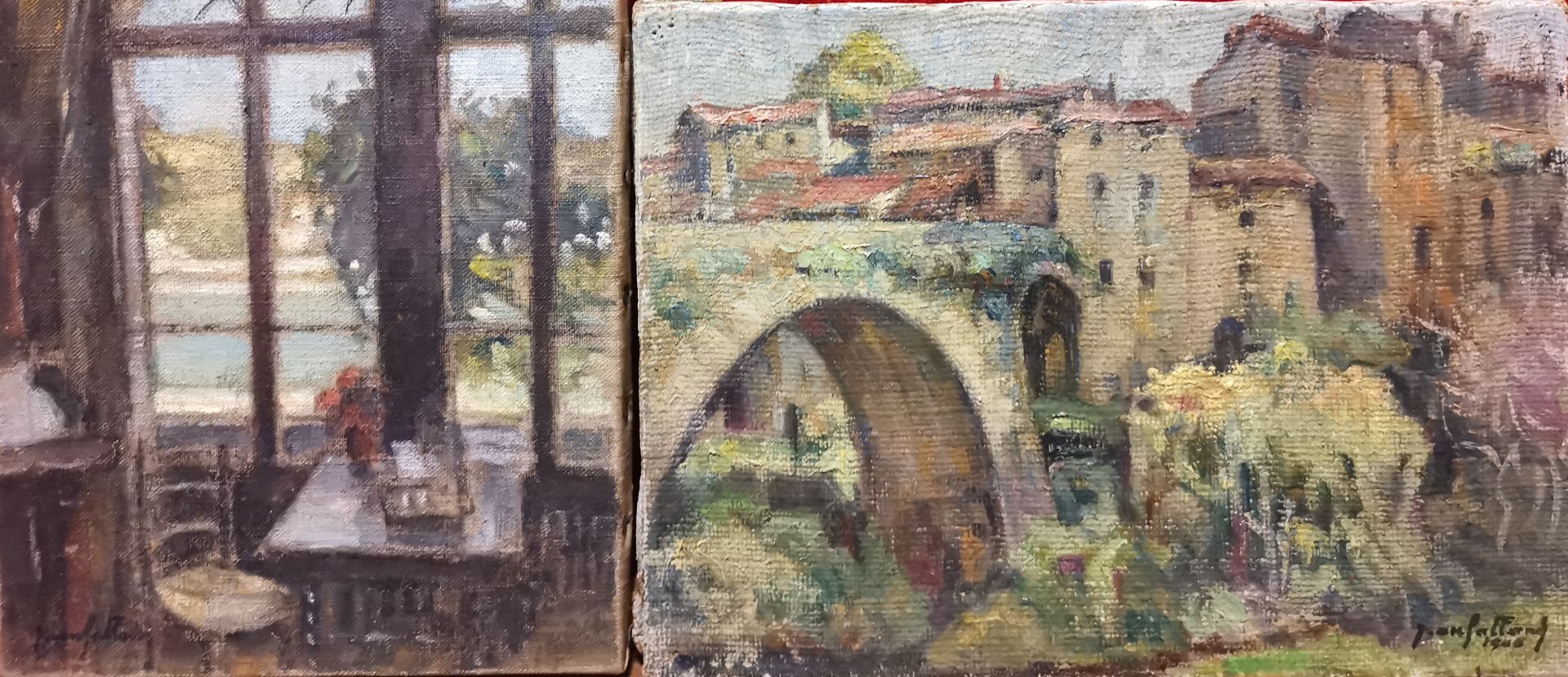 Jean GALLAND (1880-1958). 2 huiles sur toile. -Fleuve vue à travers une fenêtre [...]