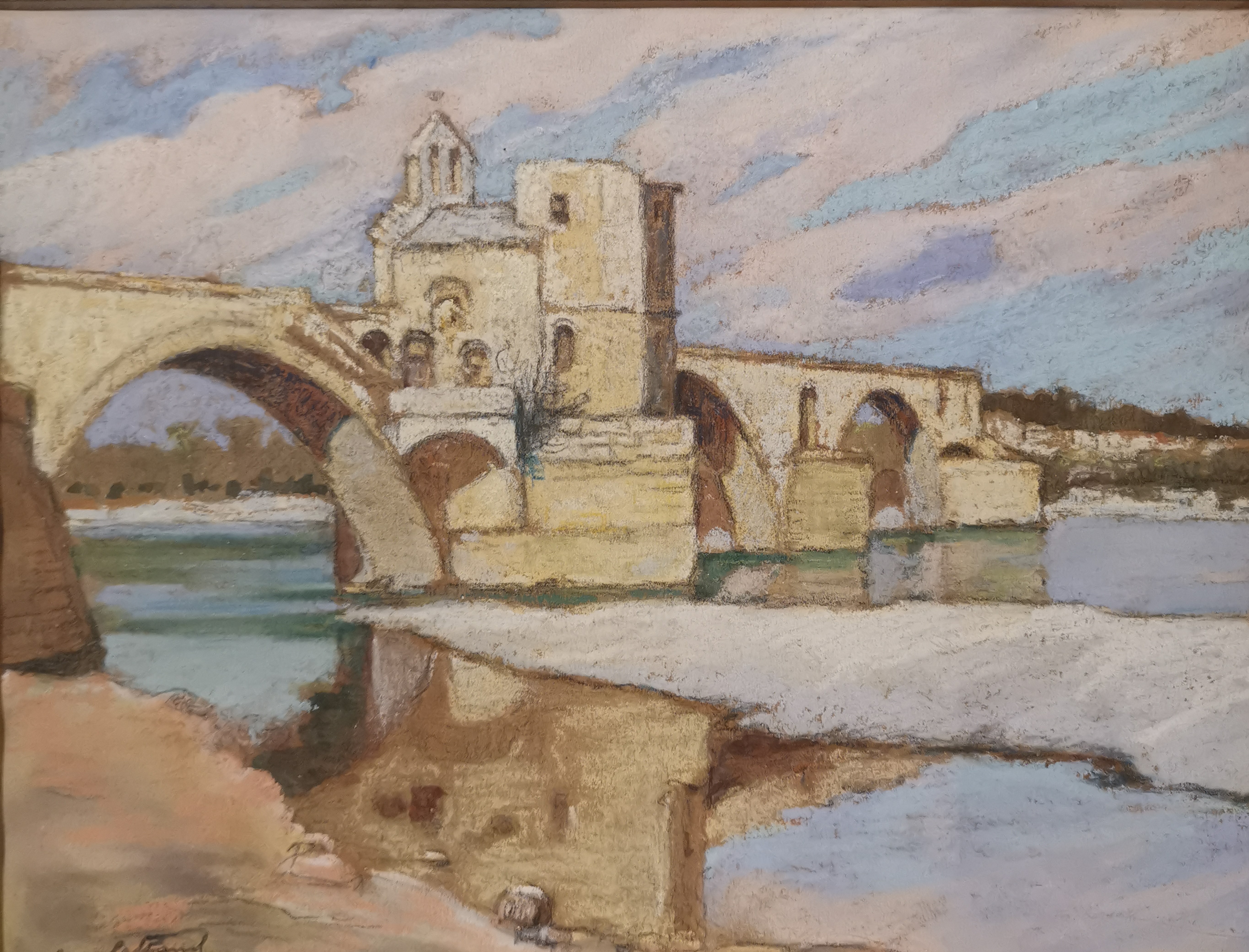 Jean GALLAND (1880-1958). Pont Saint-Bénézet, Avignon. Pastel, signé et daté 1932 [...]