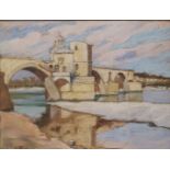 Jean GALLAND (1880-1958). Pont Saint-Bénézet, Avignon. Pastel, signé et daté 1932 [...]