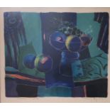 Tony AGOSTINI (1916-1990). Nature morte au compotier bleu. Lithographie en couleurs, [...]