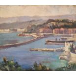 Jean GALLAND (1880-1958). Vue d'un port du sud de la France. Huile sur panneau, [...]