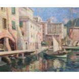 Jean GALLAND (1880-1958). Ville au bord de la mer en Italie, CAMOGLI (?) (Italie). [...]