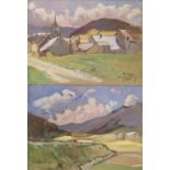 Jean GALLAND (1880-1958). -Vue d'Autrans. Gouache sur carton, signée, située et [...]