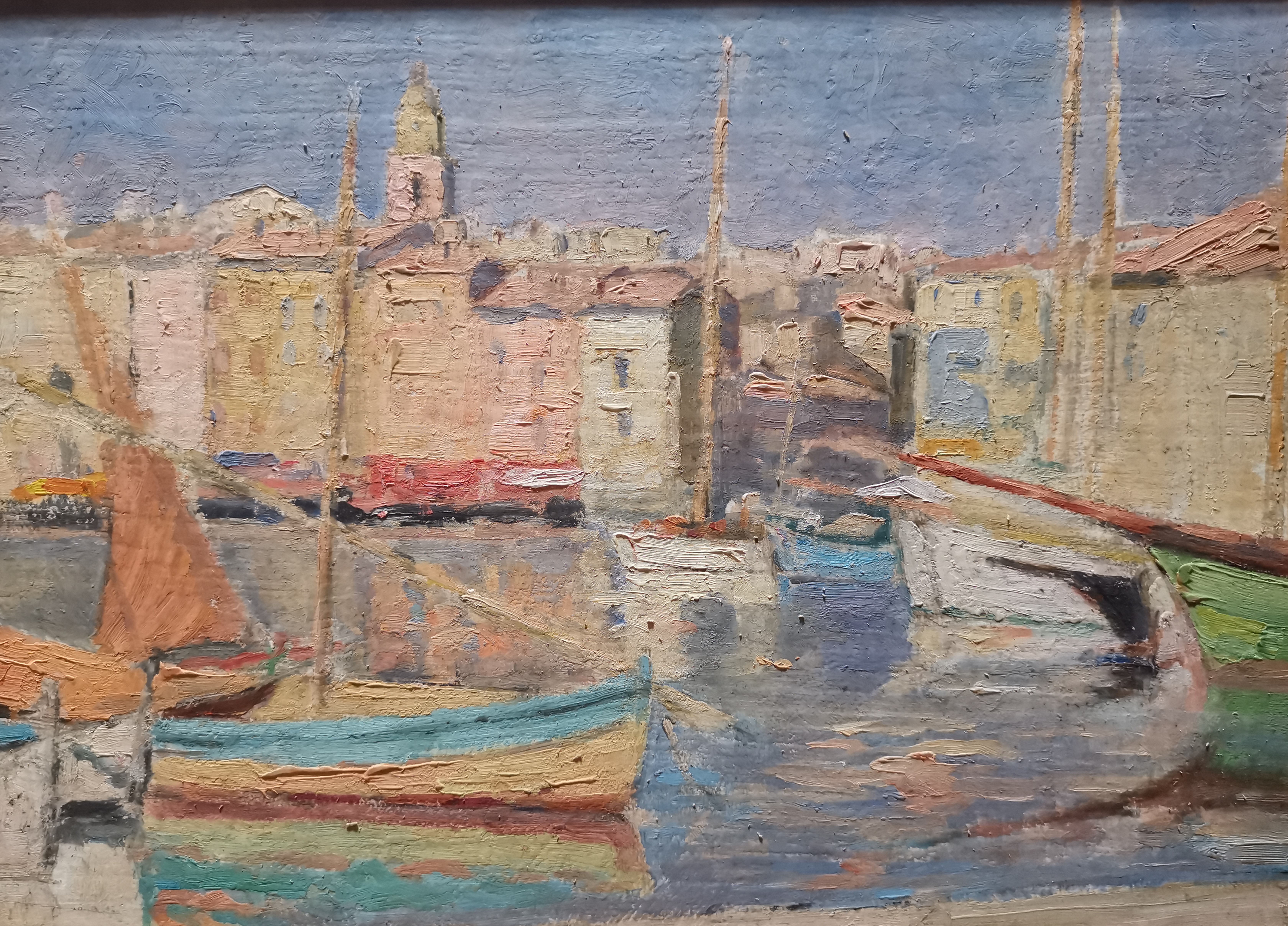 Jean GALLAND (1880-1958), attribué à. Saint Tropez pris du port. Huile sur panneau. [...]