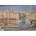 Jean GALLAND (1880-1958), attribué à. Saint Tropez pris du port. Huile sur panneau. [...]