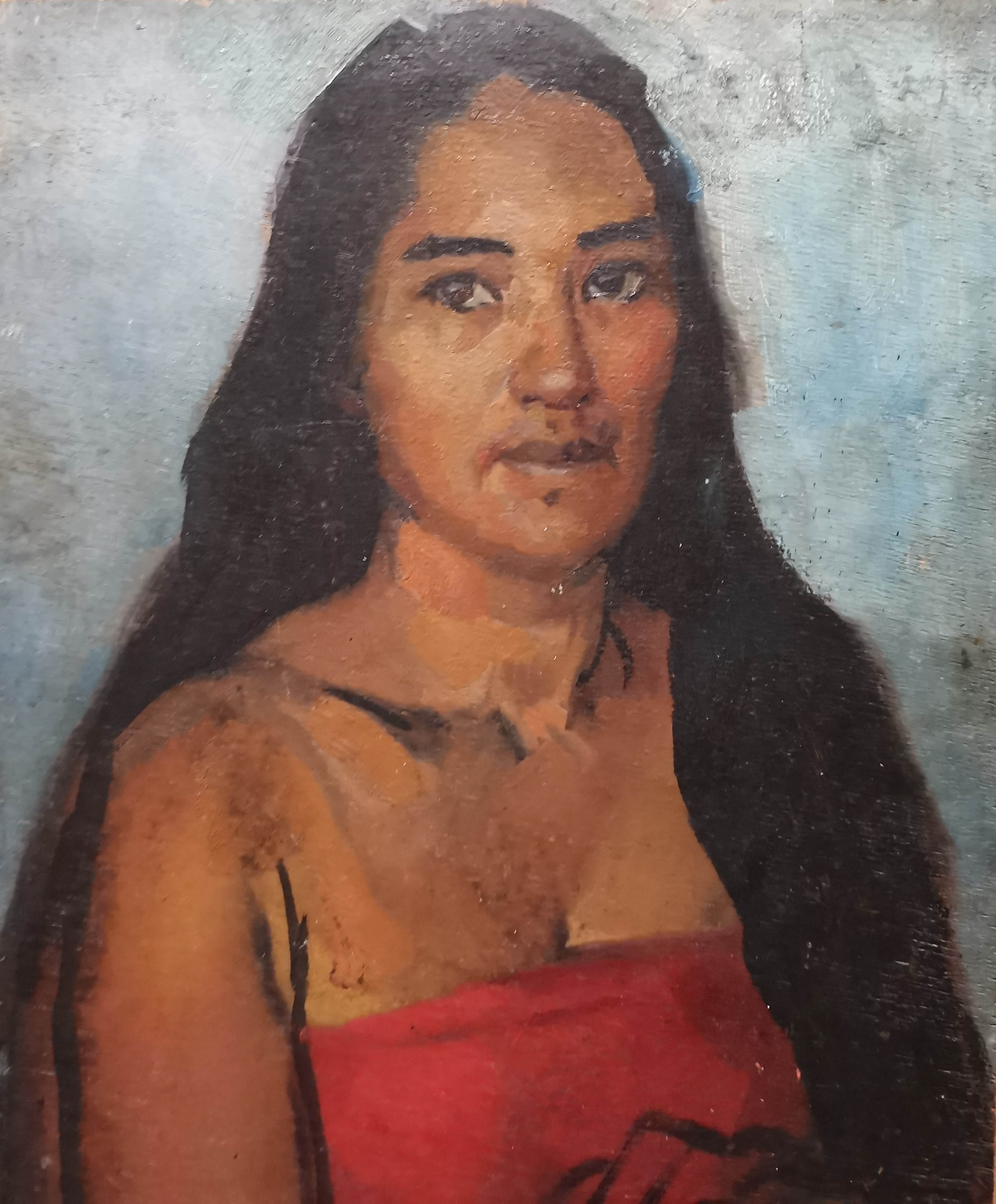 Albert Charles DEQUENE (1897-1973), attribué à. Portait d'une jeune tahitienne. [...]