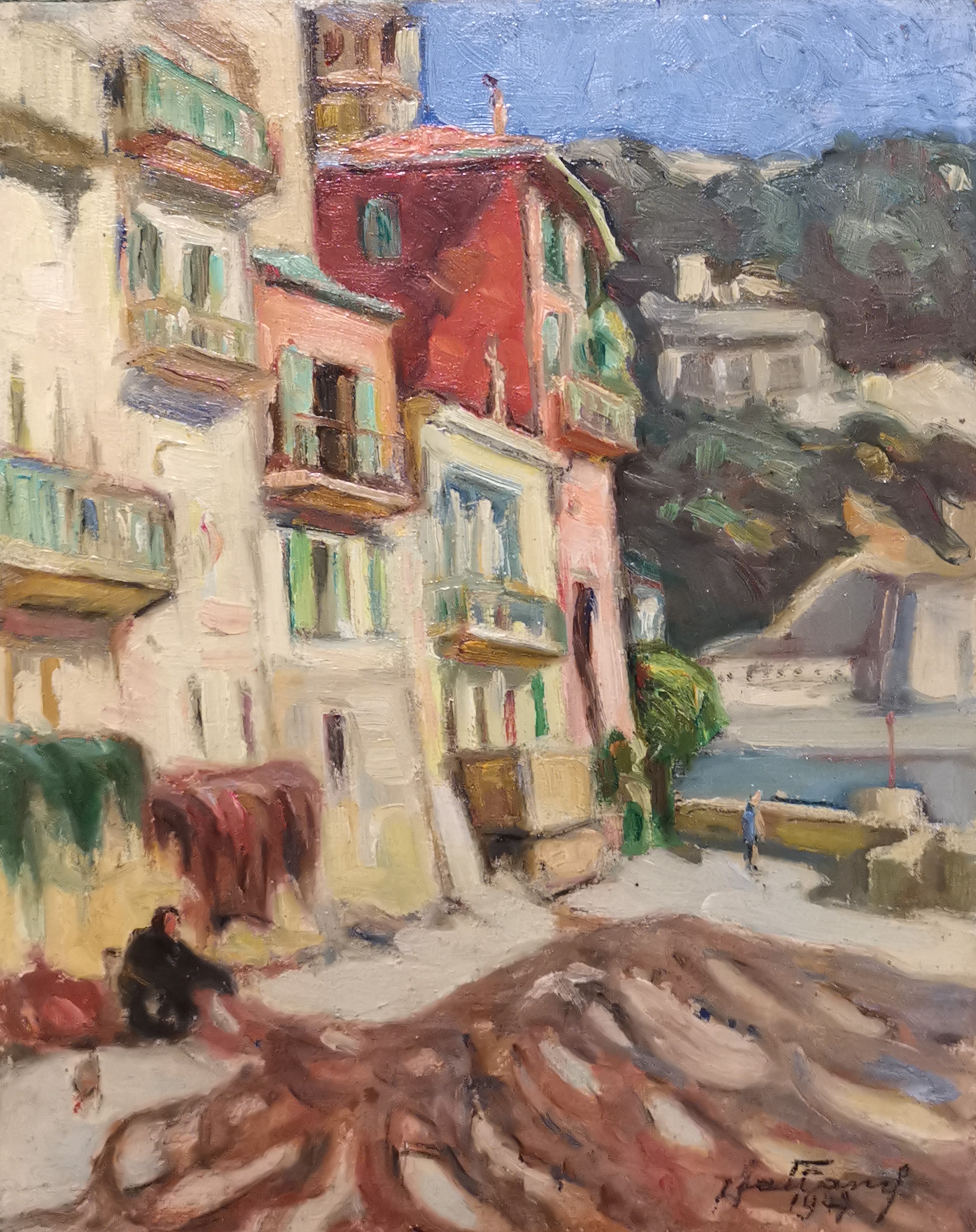 Jean GALLAND (1880-1958). Les raccommodeurs de filets à Villefranche-sur-Mer. Trois [...] - Image 2 of 6