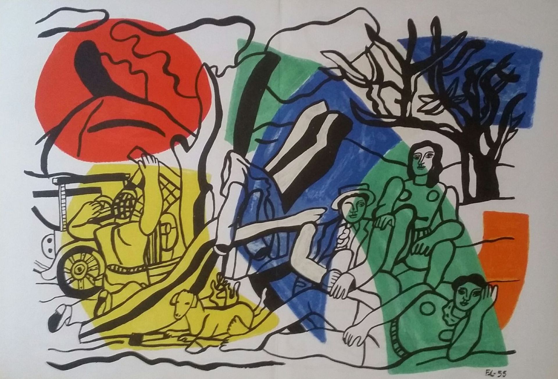 Fernand LEGER The cottage party, 1952 Lithograph in colors printed by Mourlot added [...]