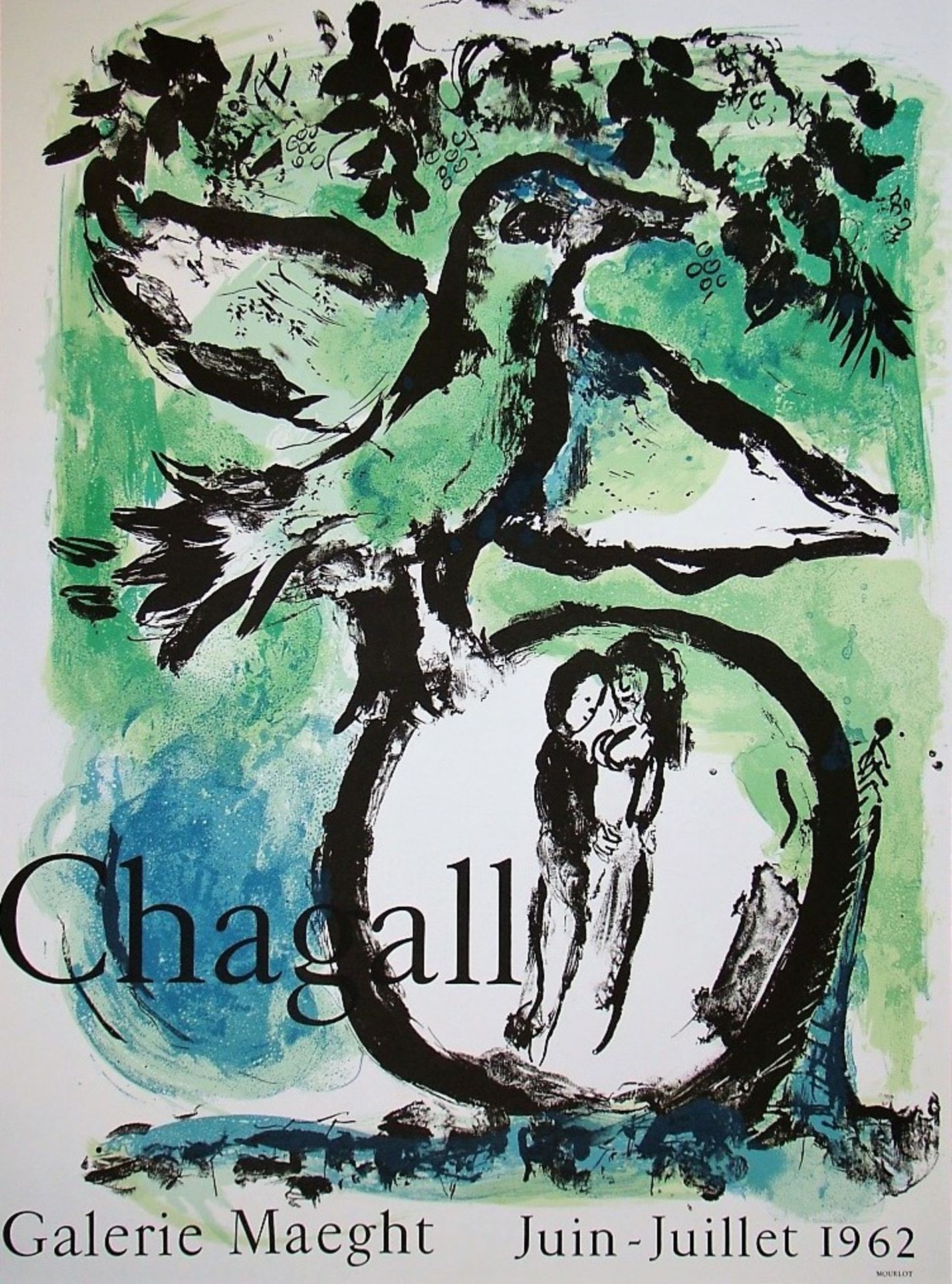 MARC CHAGALL - The green bird - 1962 Original exhibition placard, published in 1962 [...]