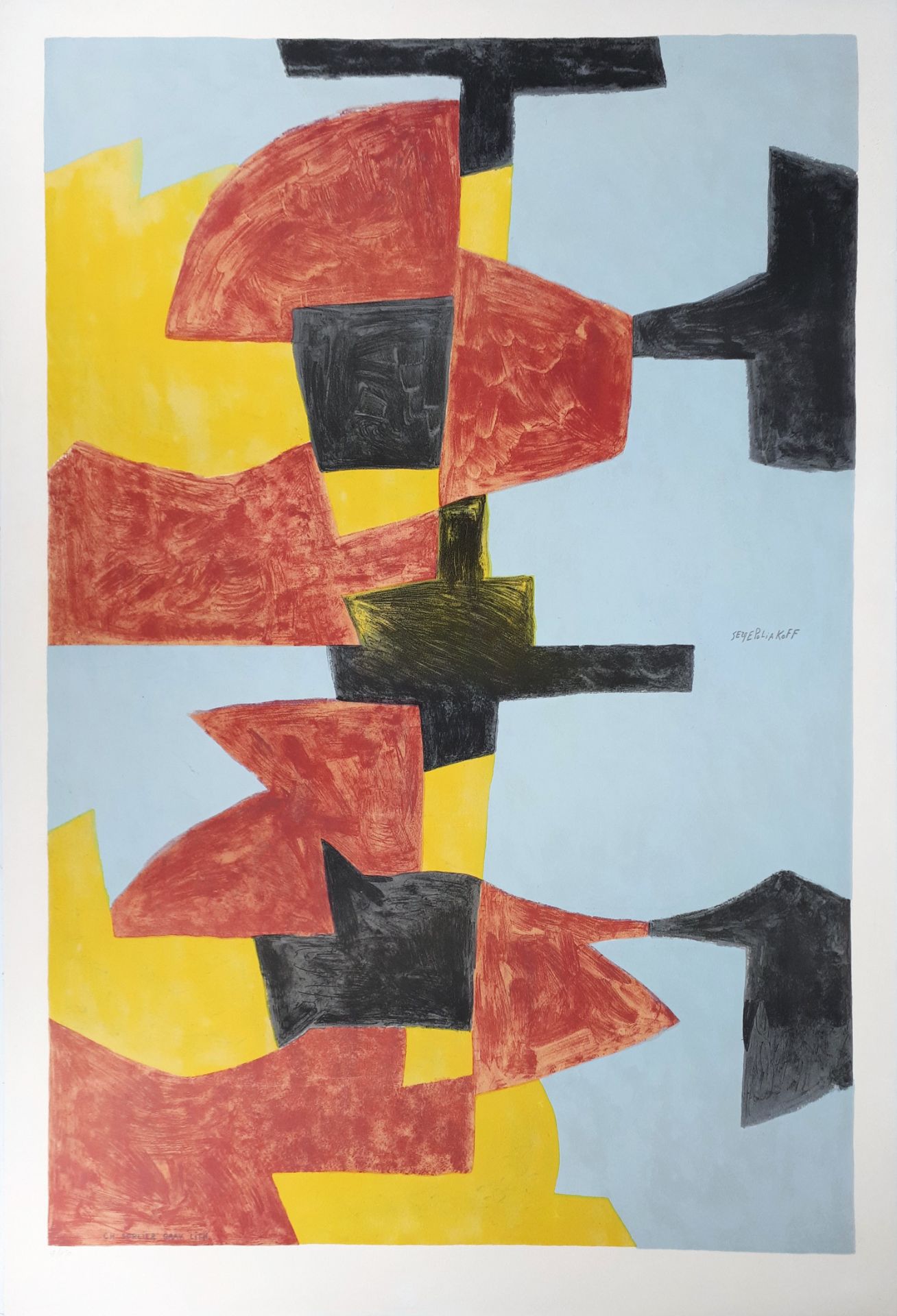 Serge Poliakoff (d'après) Composition rouge, noire, jaune, 1971 Lithograph printed [...]