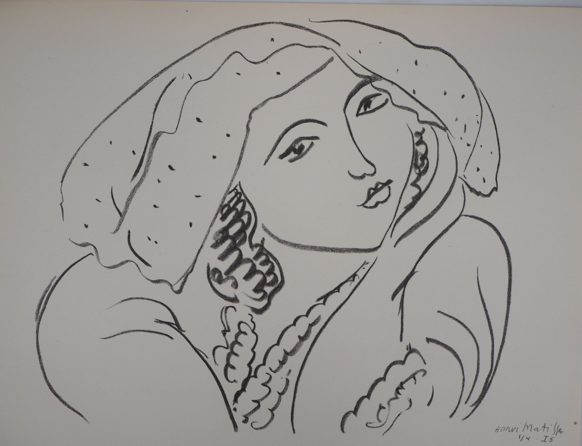 Henri Matisse (after) (1869-1954) Woman with veil, 1943 Lithograph on fine Vellum [...] - Bild 2 aus 5