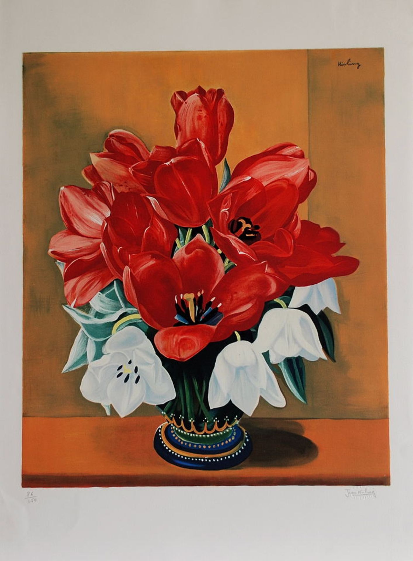 Moïse Kisling - Bouquets de fleurs Lithograph on paper plate-signed &amp; numbered [...]