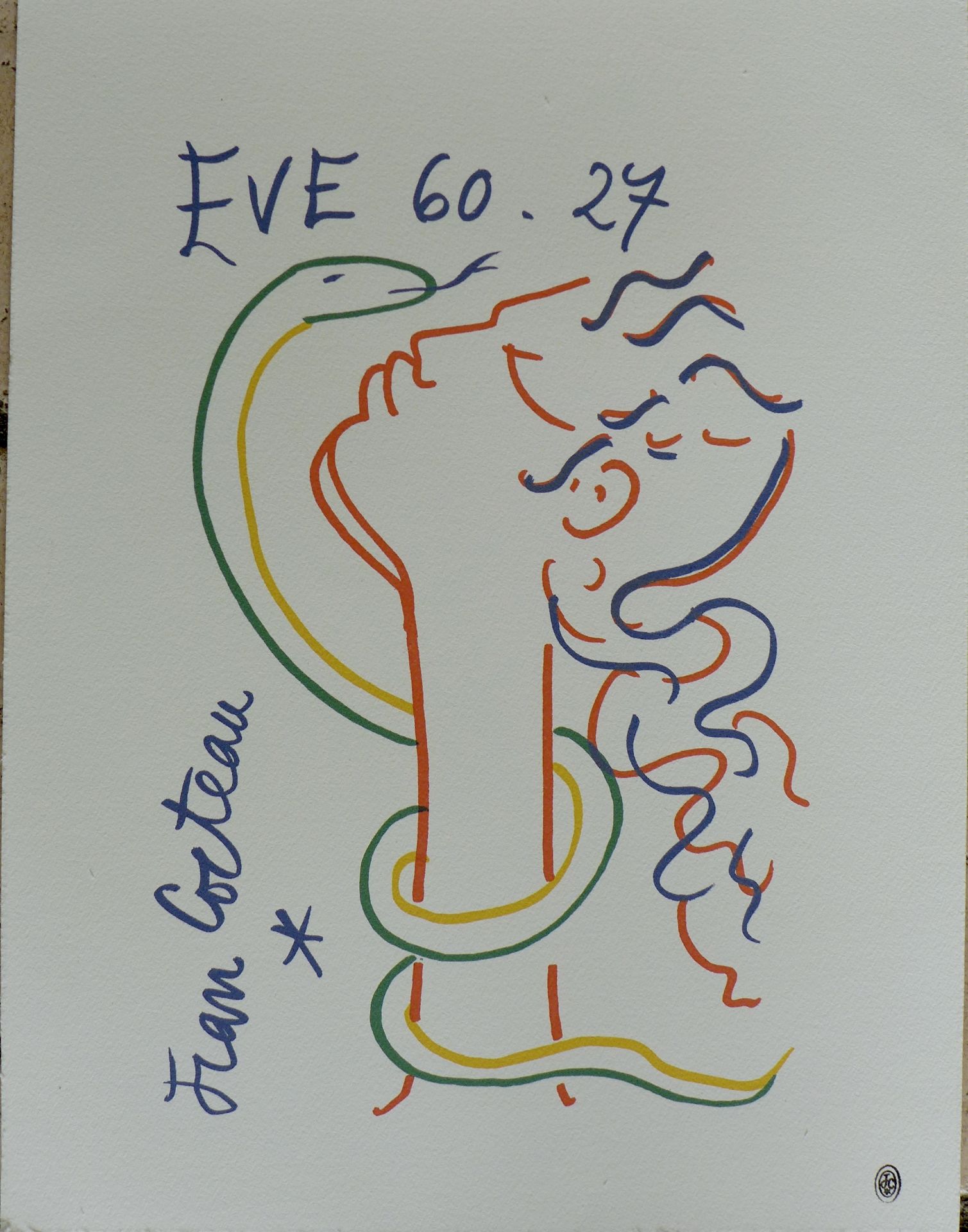 Jean Cocteau Eve and the Snake Lithograph Dimensions of the work: 40 cm x 30 [...]